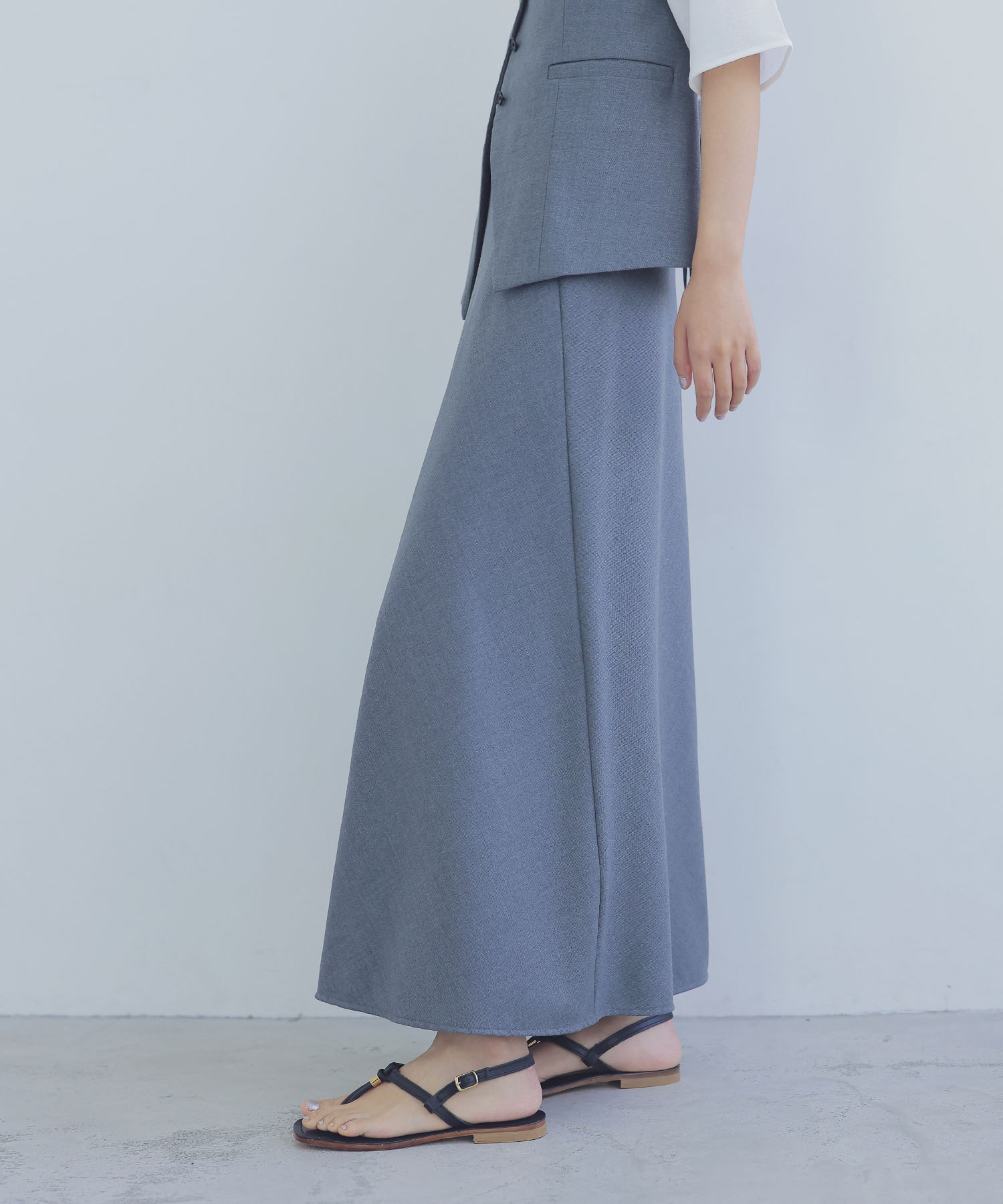 wool clean flare skirt