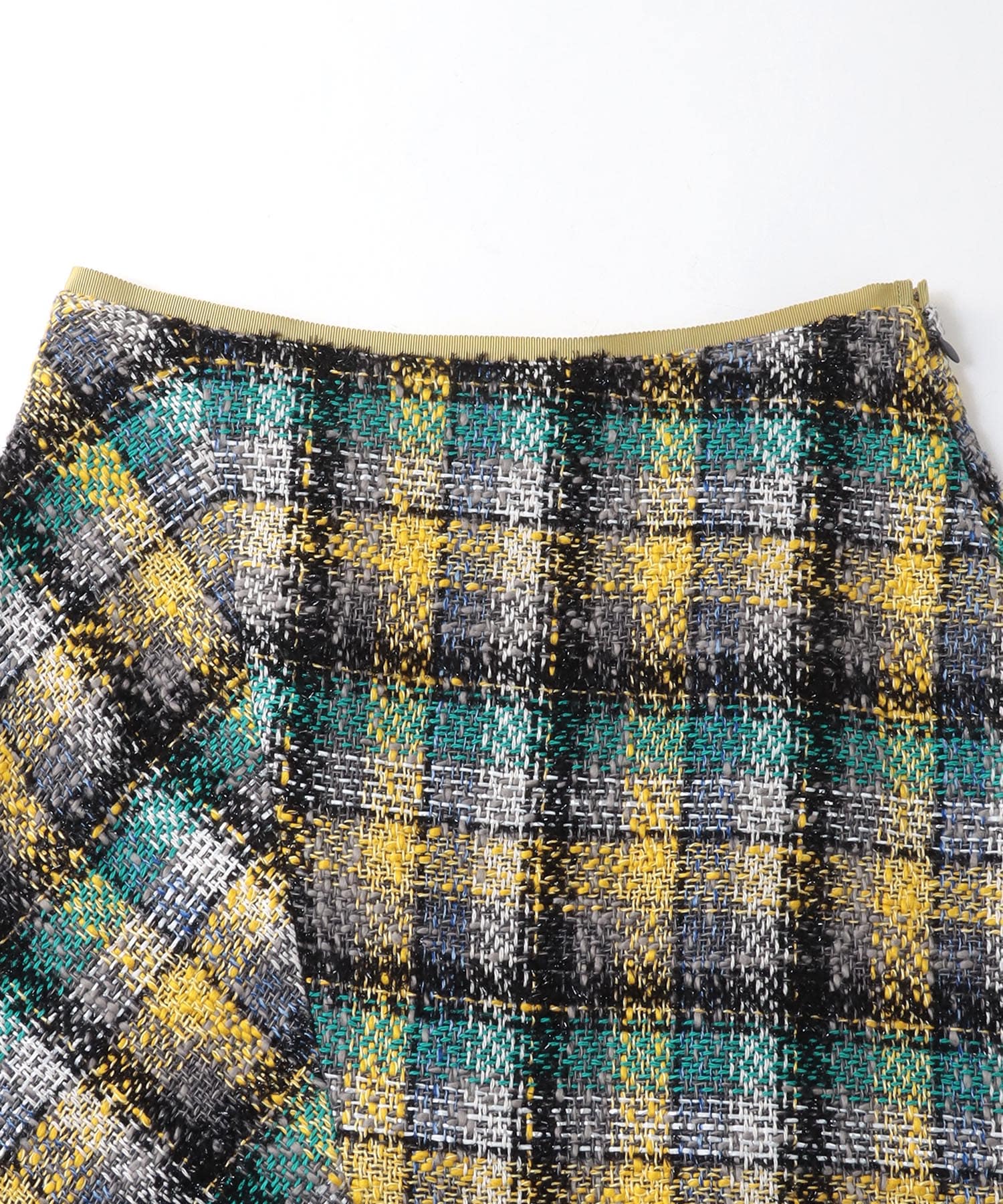 glitter check asymmetric hem skirt