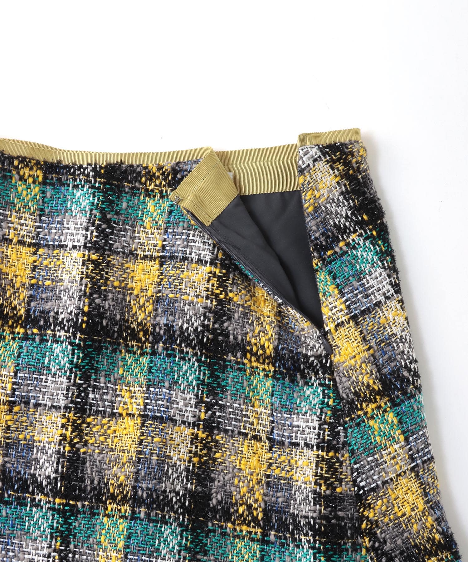 glitter check asymmetric hem skirt