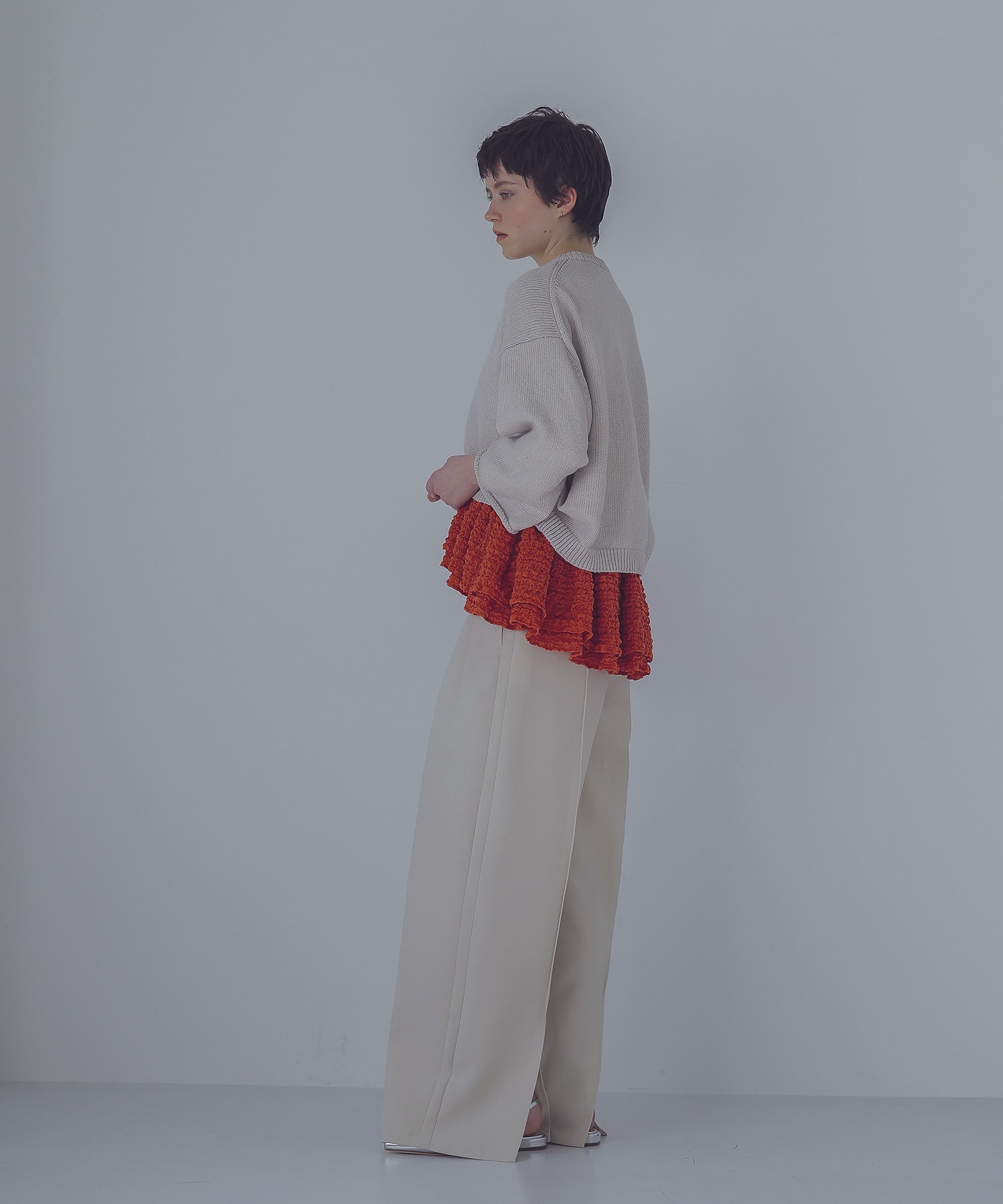 double tuck taut fabric wide pants