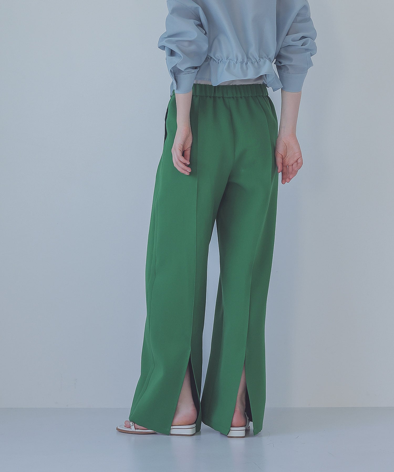 double tuck taut fabric wide pants