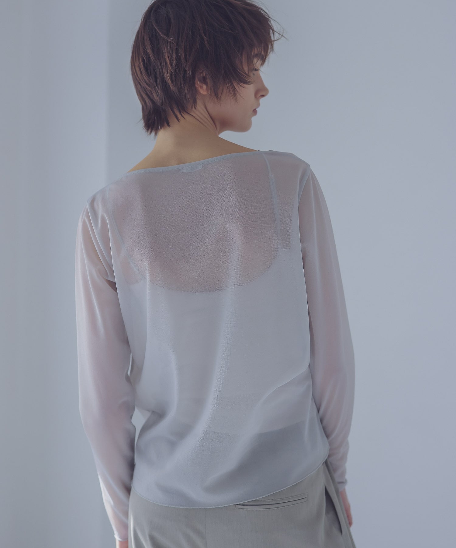 tricot organdy sheer long tee