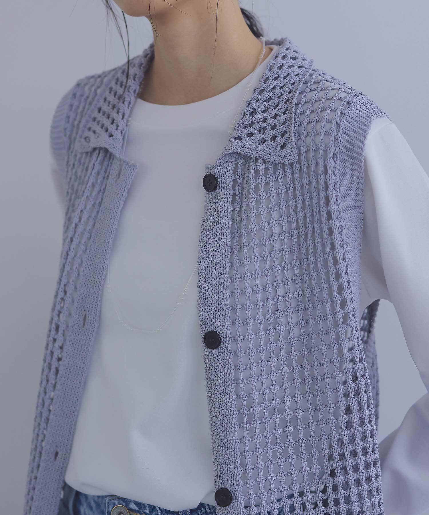 washi blend yarn mesh gilet