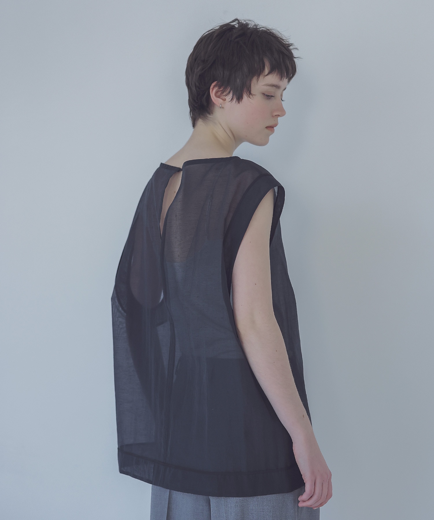 sheer organdy construct blouse