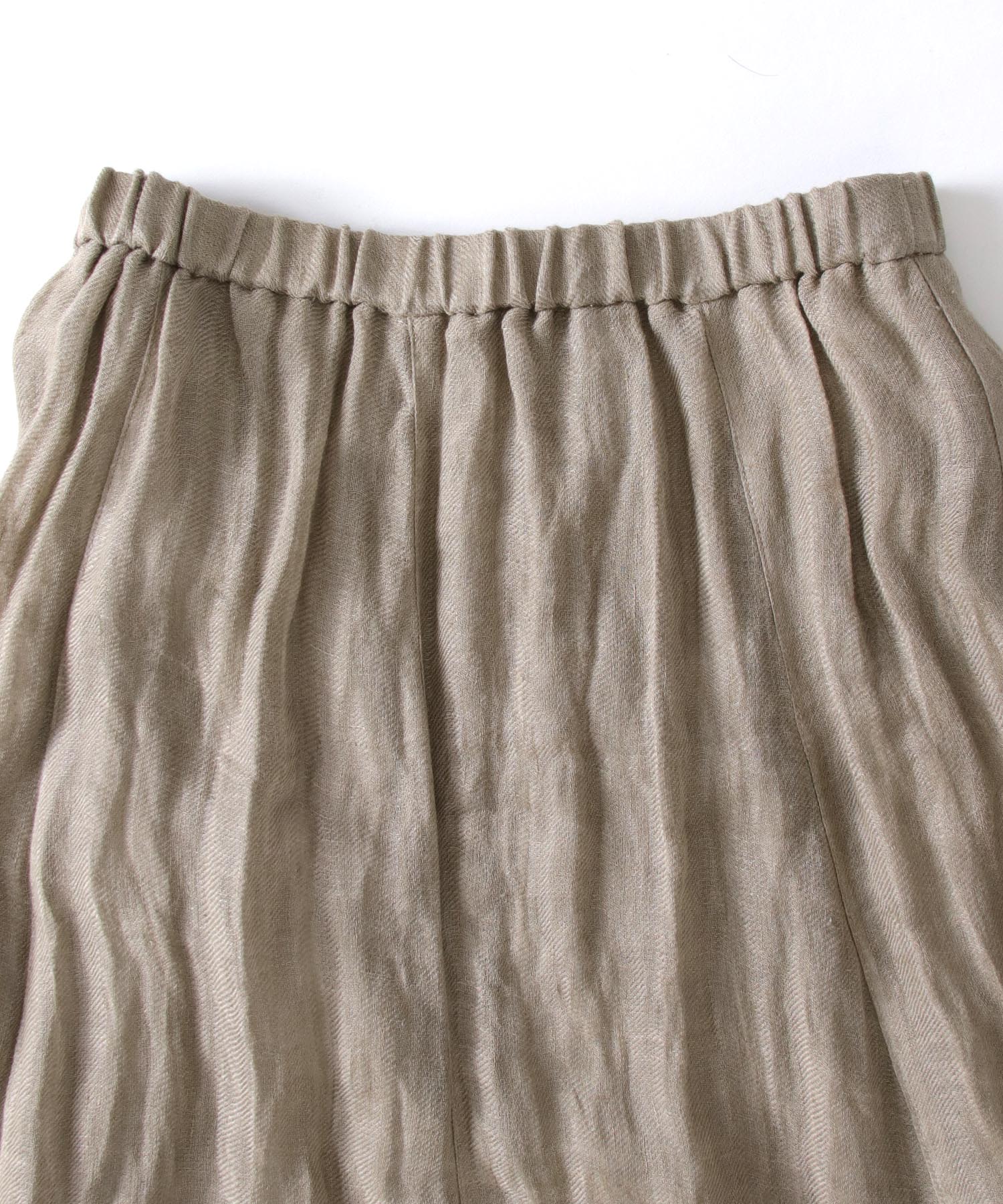 hand wrinkles sheer linen flare skirt