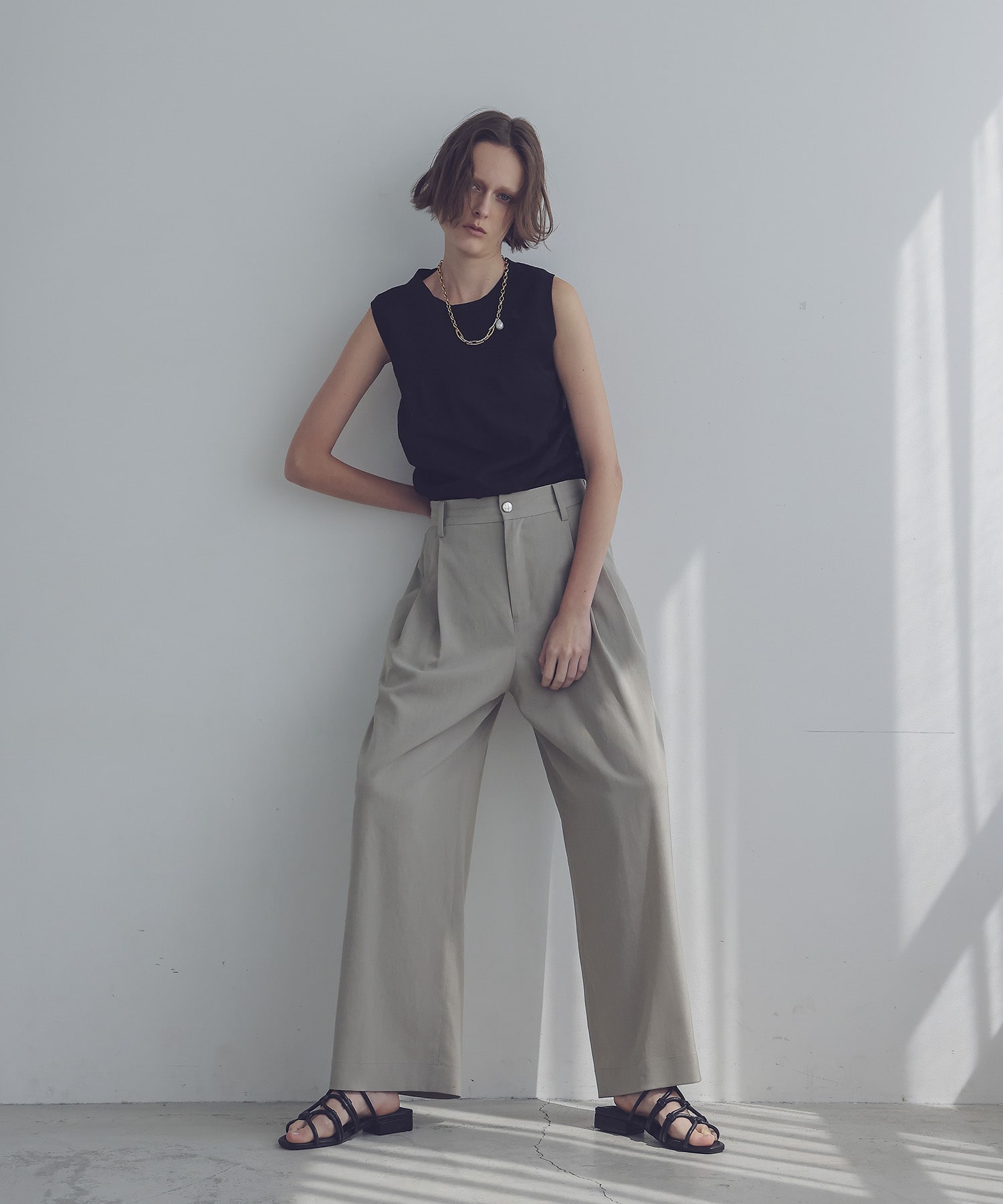 chambray effortless wide pants