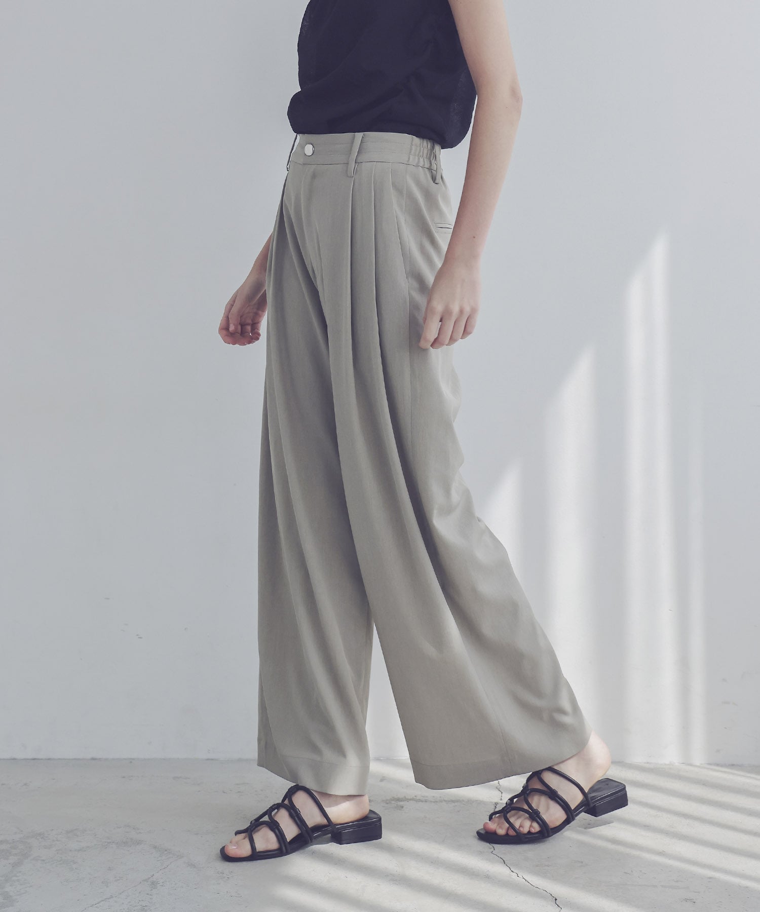 chambray effortless wide pants