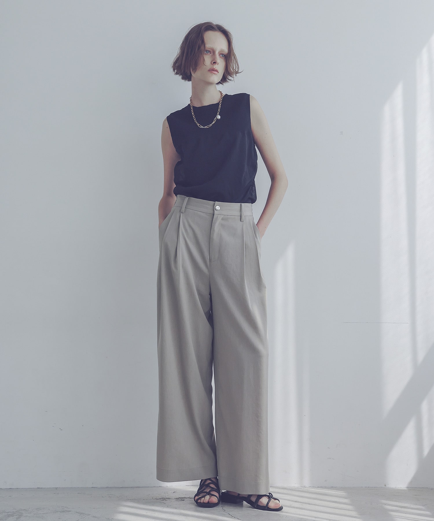 chambray effortless wide pants