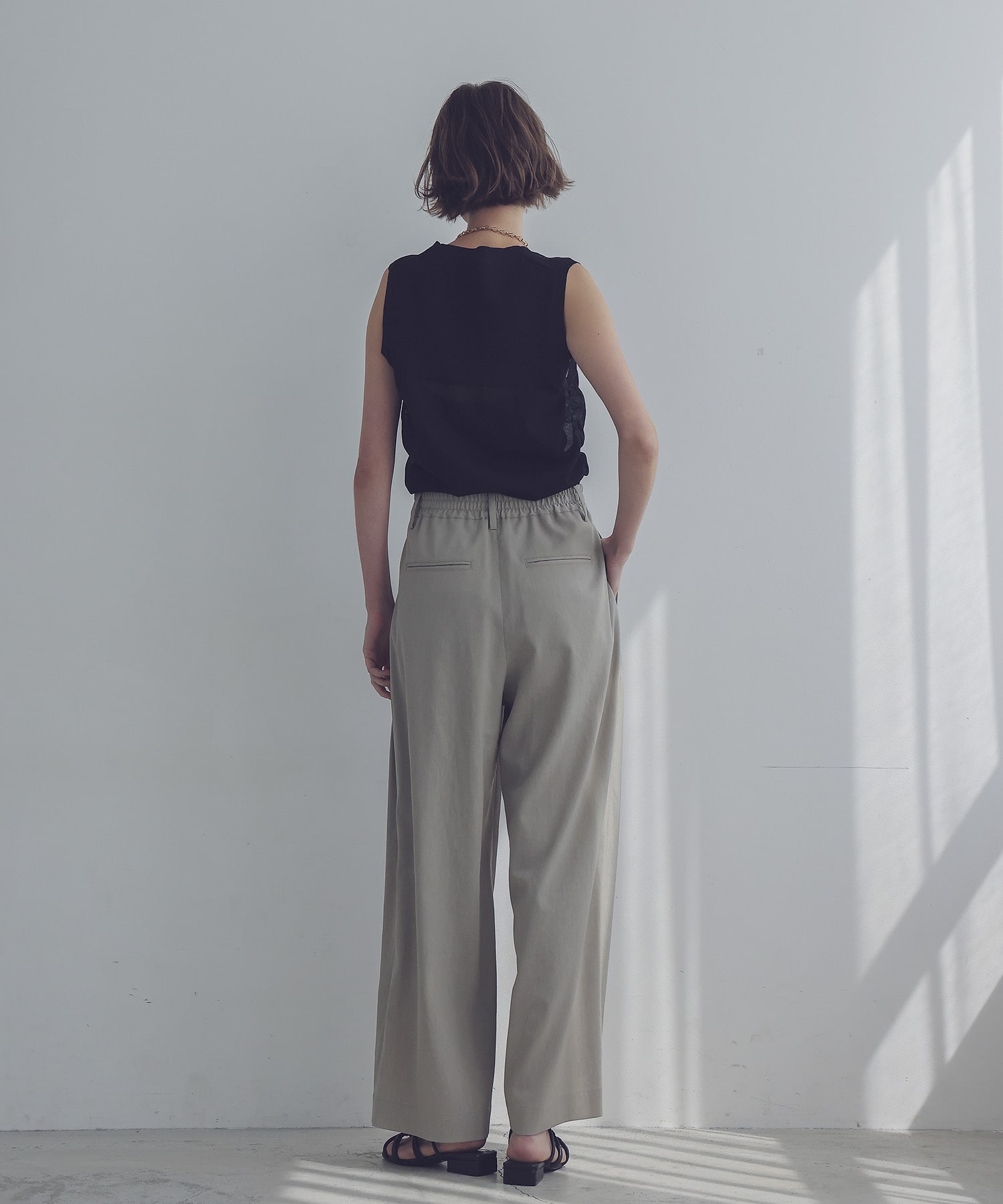 chambray effortless wide pants