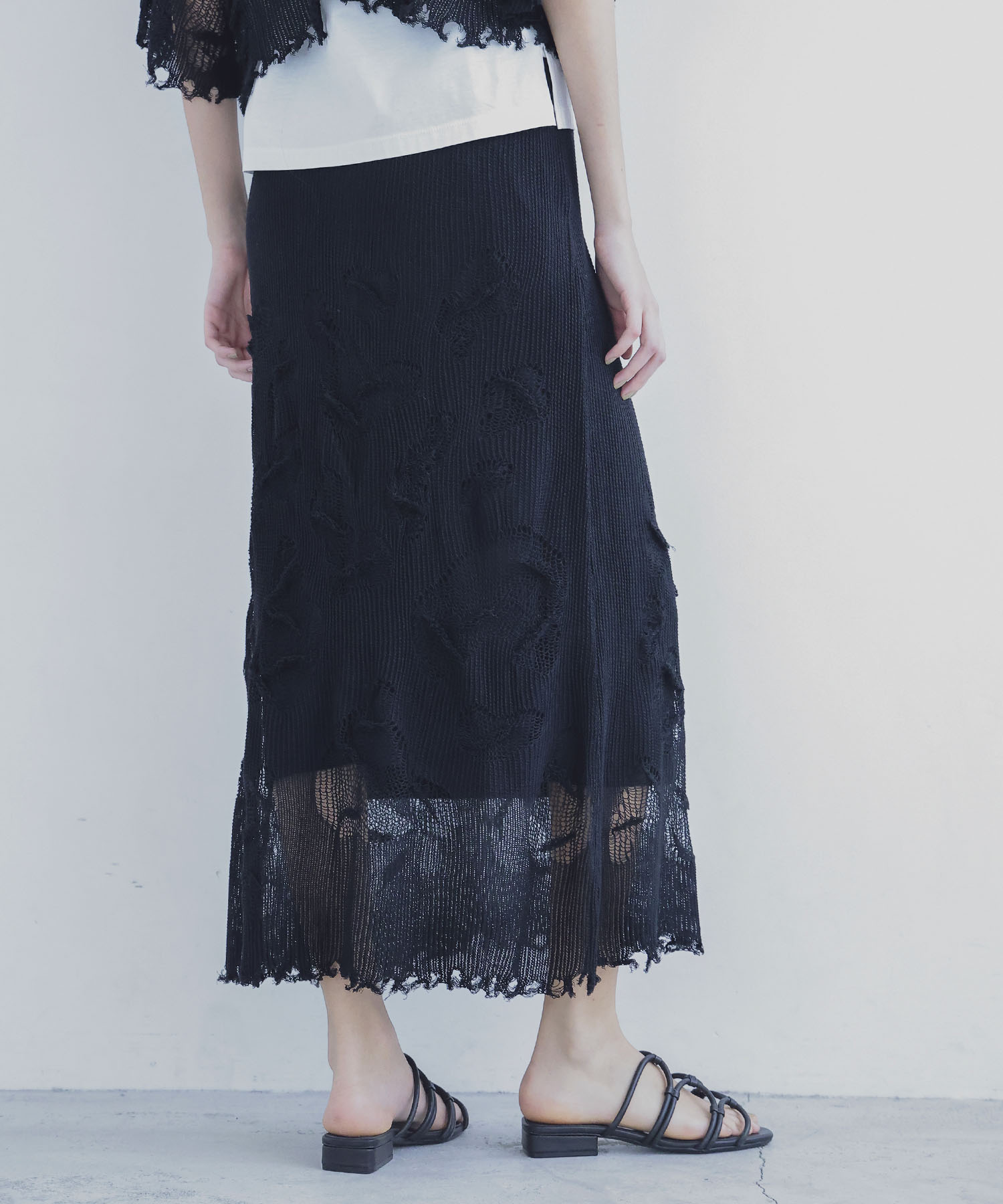 texture narrow knit skirt