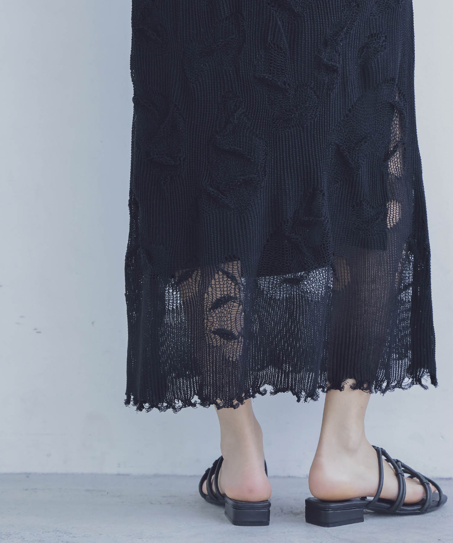 texture narrow knit skirt