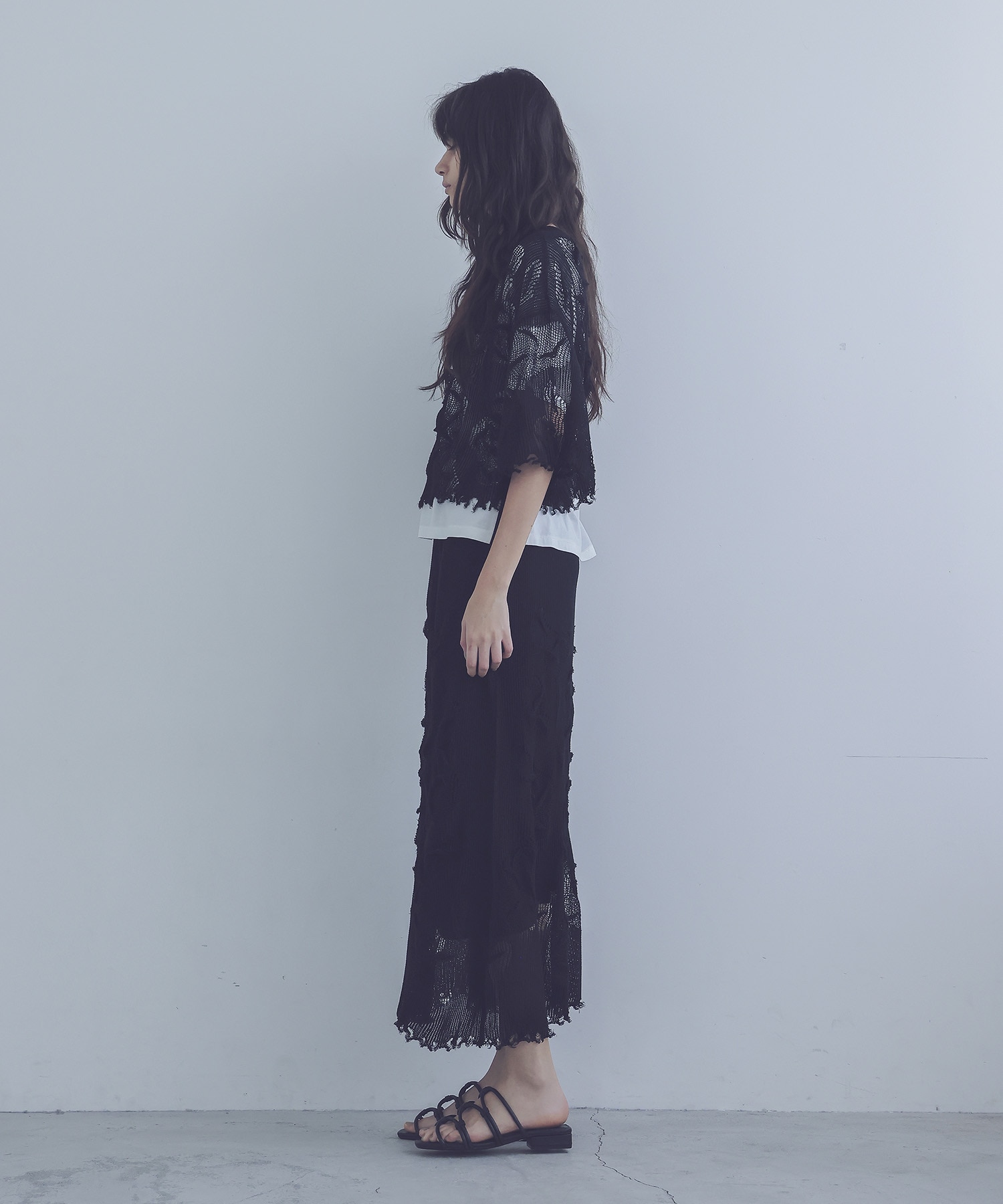 texture narrow knit skirt