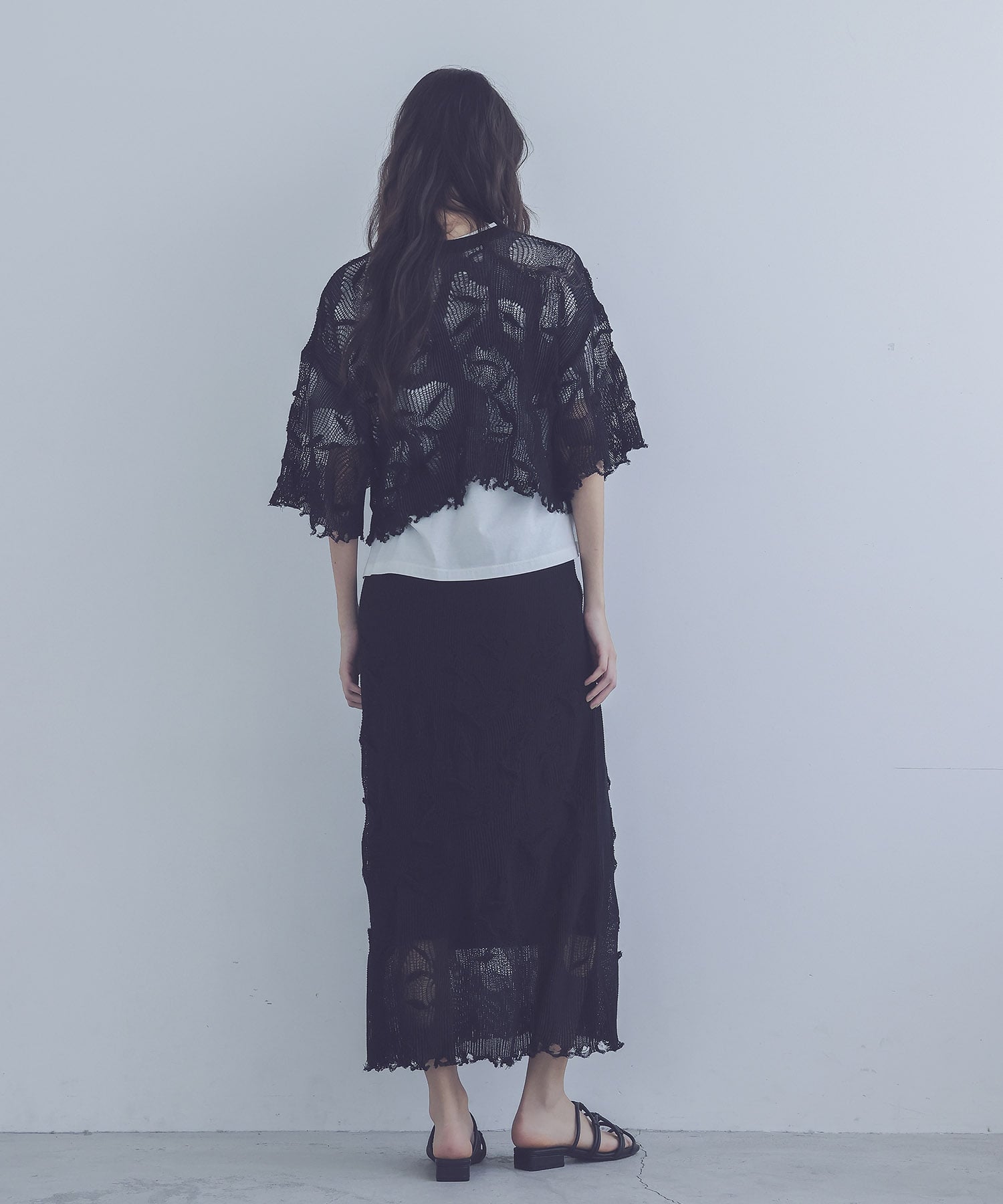 texture narrow knit skirt
