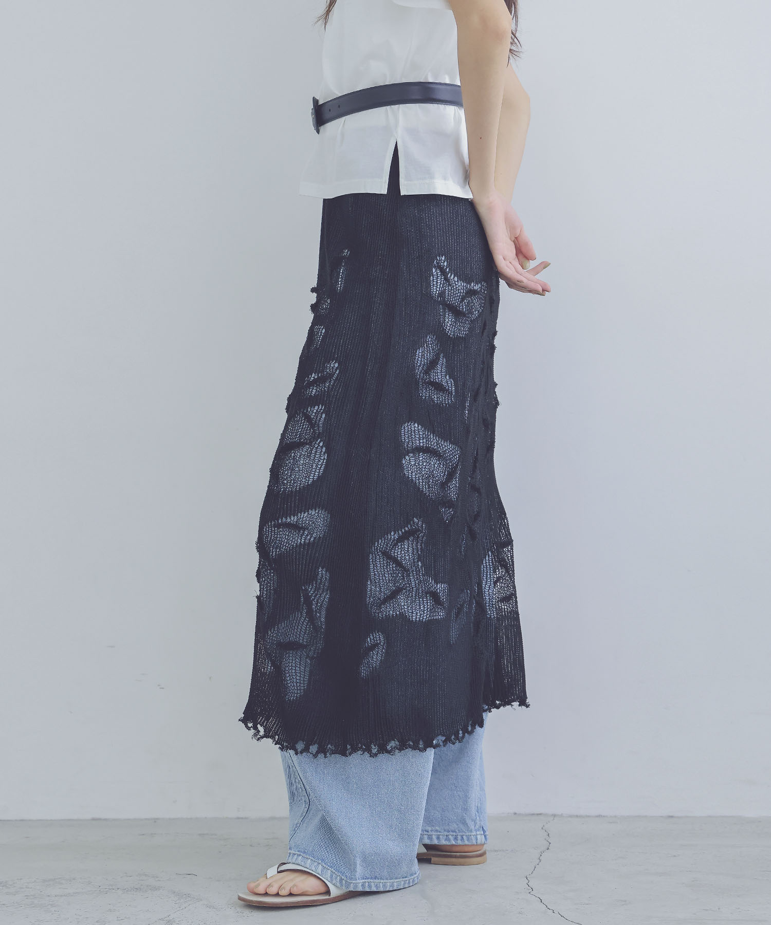 texture narrow knit skirt