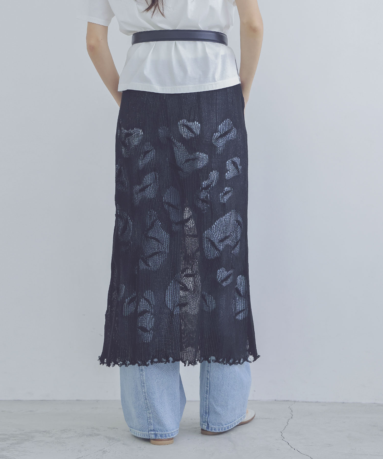 texture narrow knit skirt