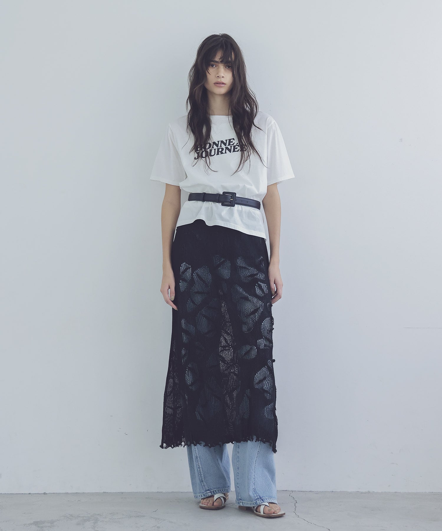 texture narrow knit skirt