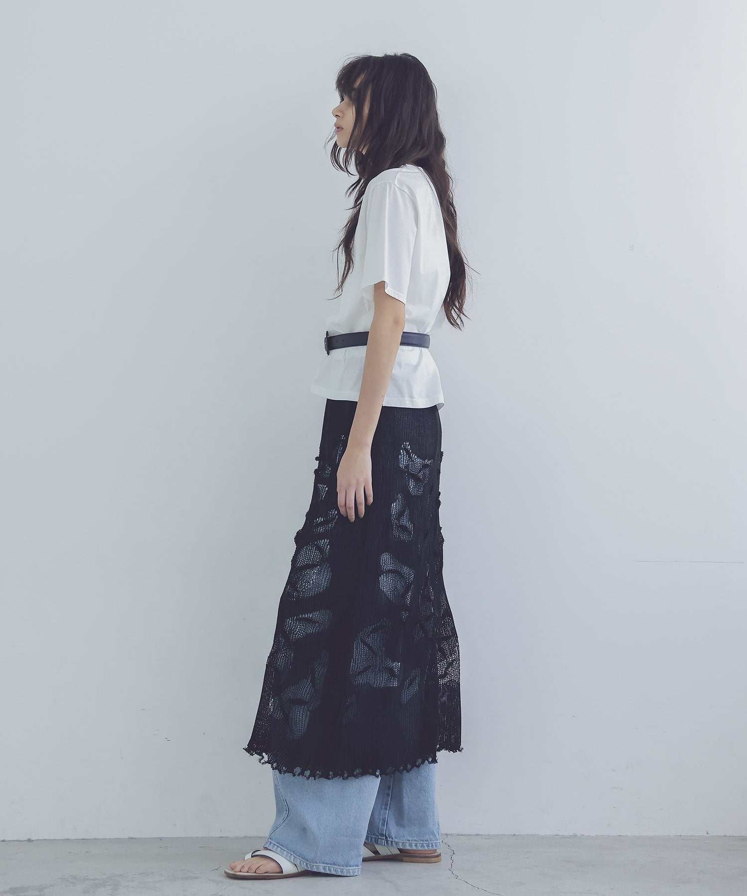 texture narrow knit skirt