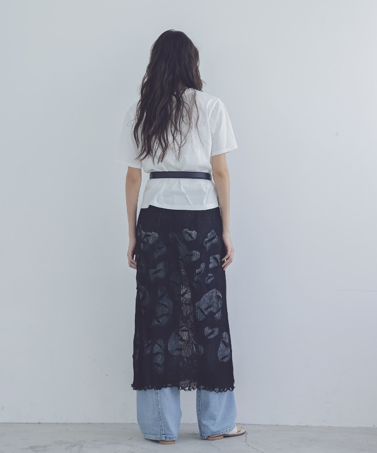 texture narrow knit skirt