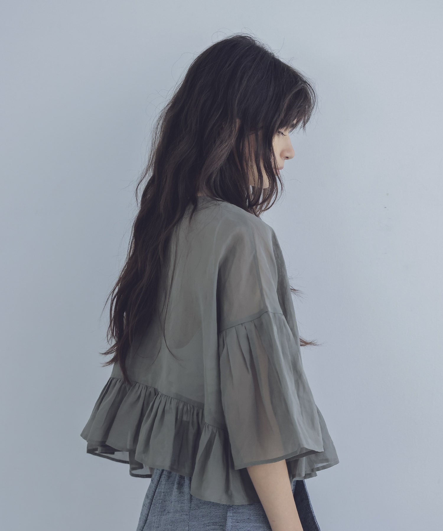 sheer ruffle blouse