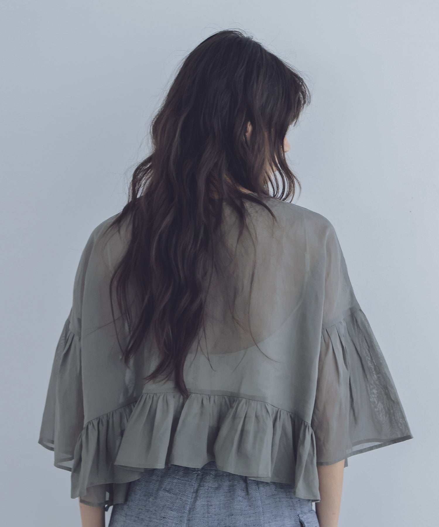 sheer ruffle blouse