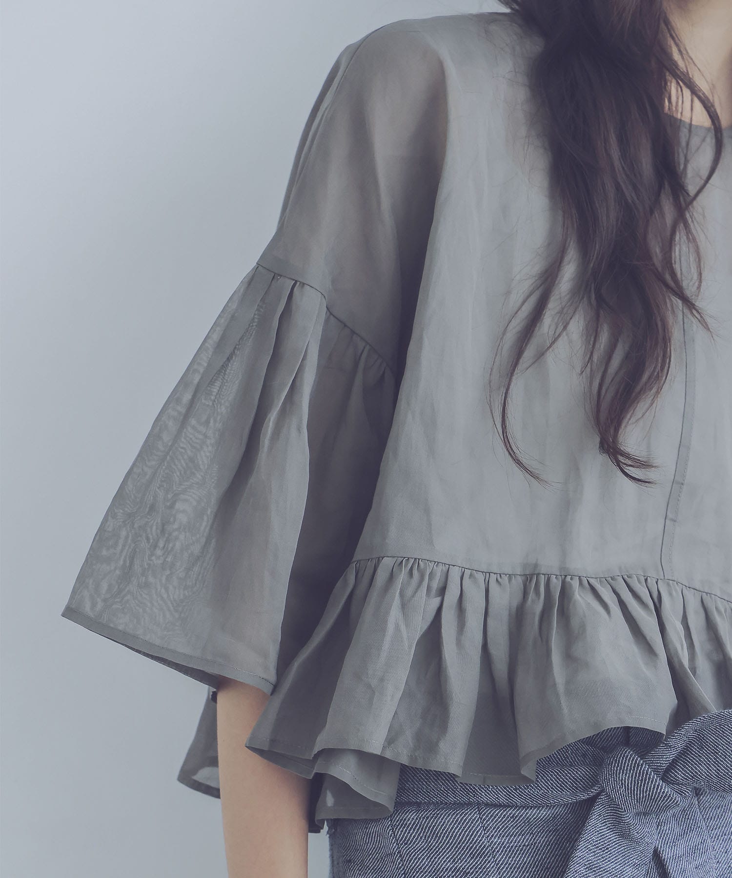 sheer ruffle blouse