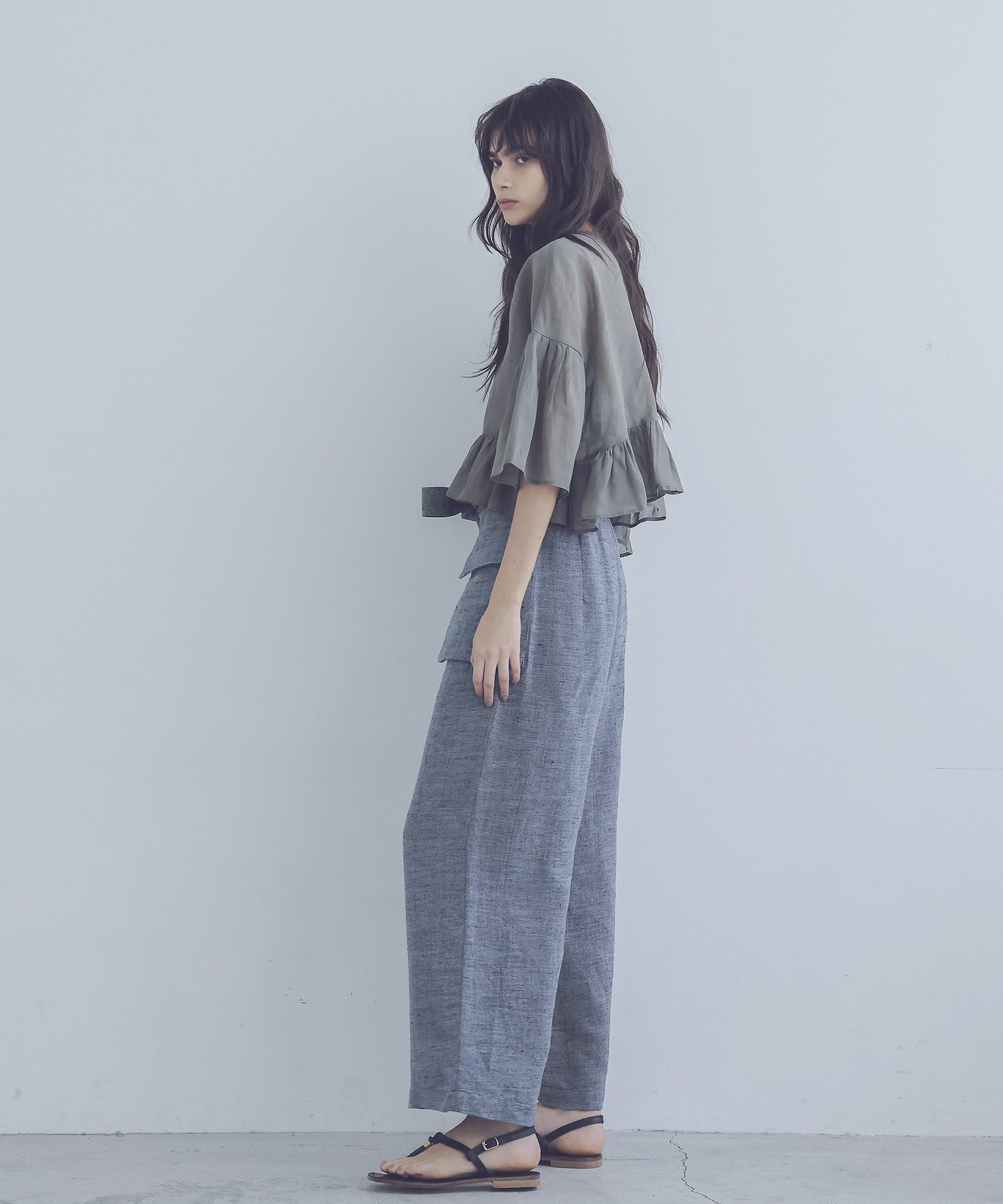 sheer ruffle blouse