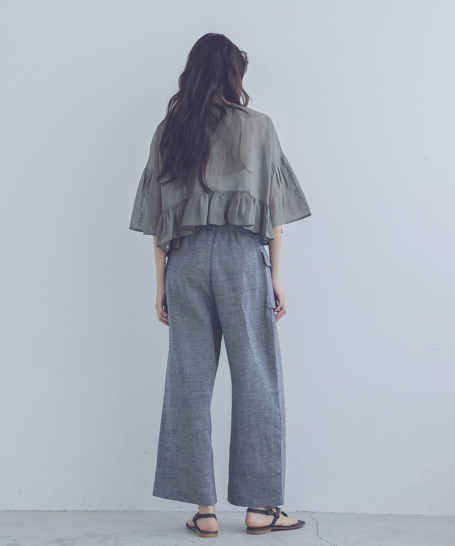 sheer ruffle blouse