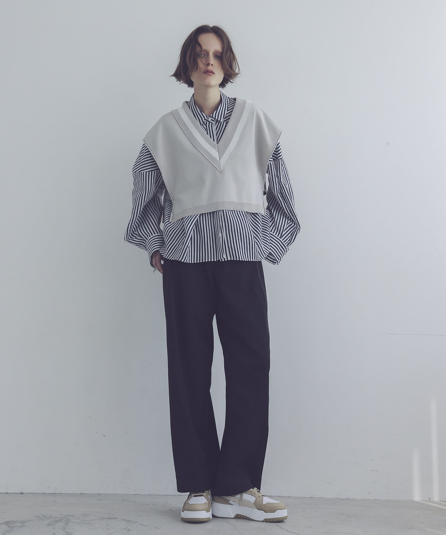 balloon form stripe shirt | AND ON JIONE STORE（アンドオン）ジオン 