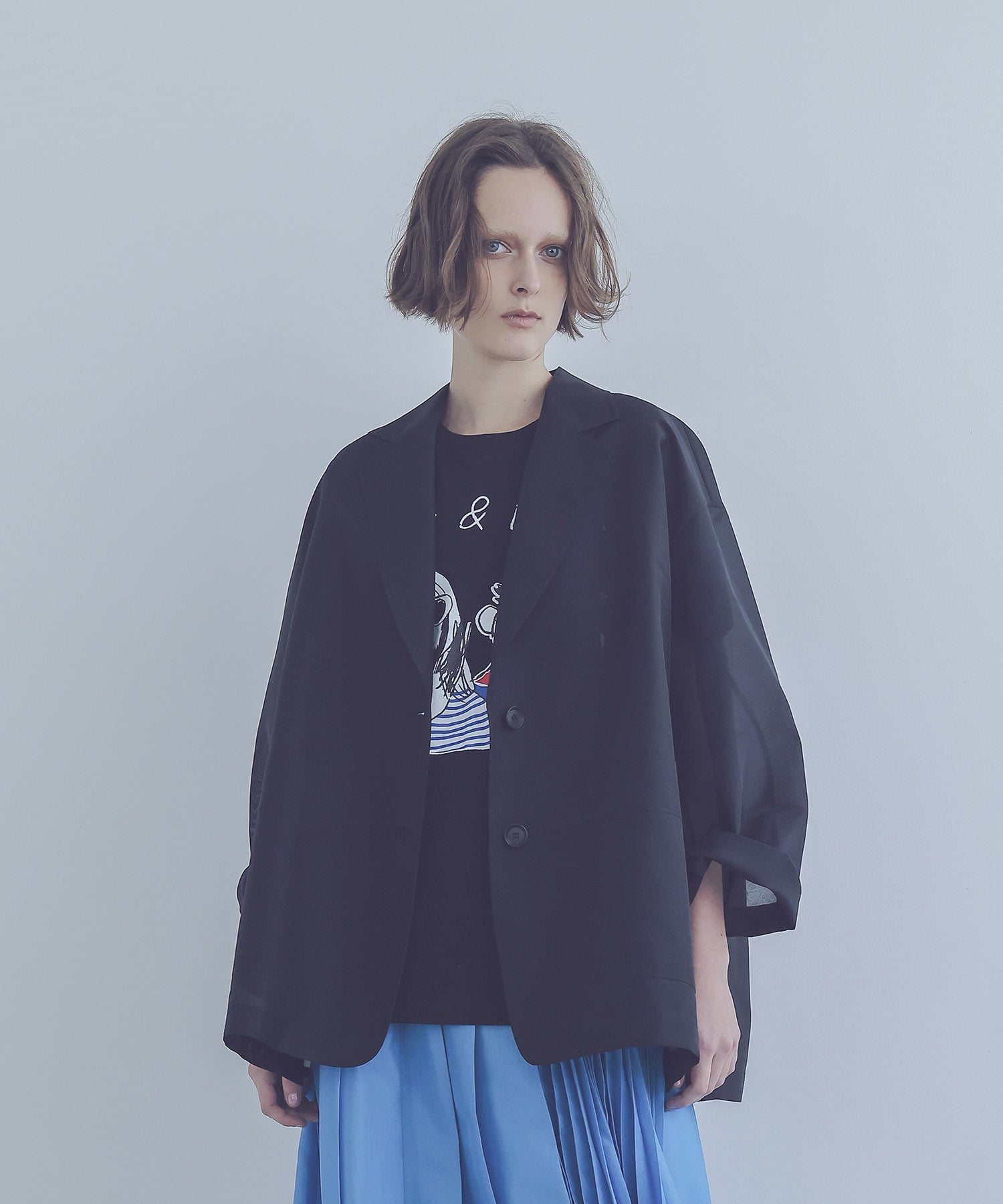 sheer organdy boyfriend big jacket