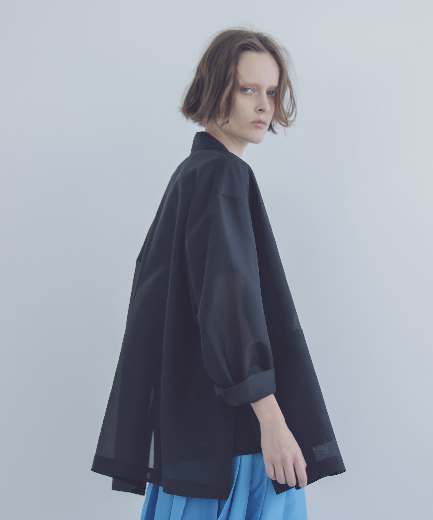 sheer organdy boyfriend big jacket