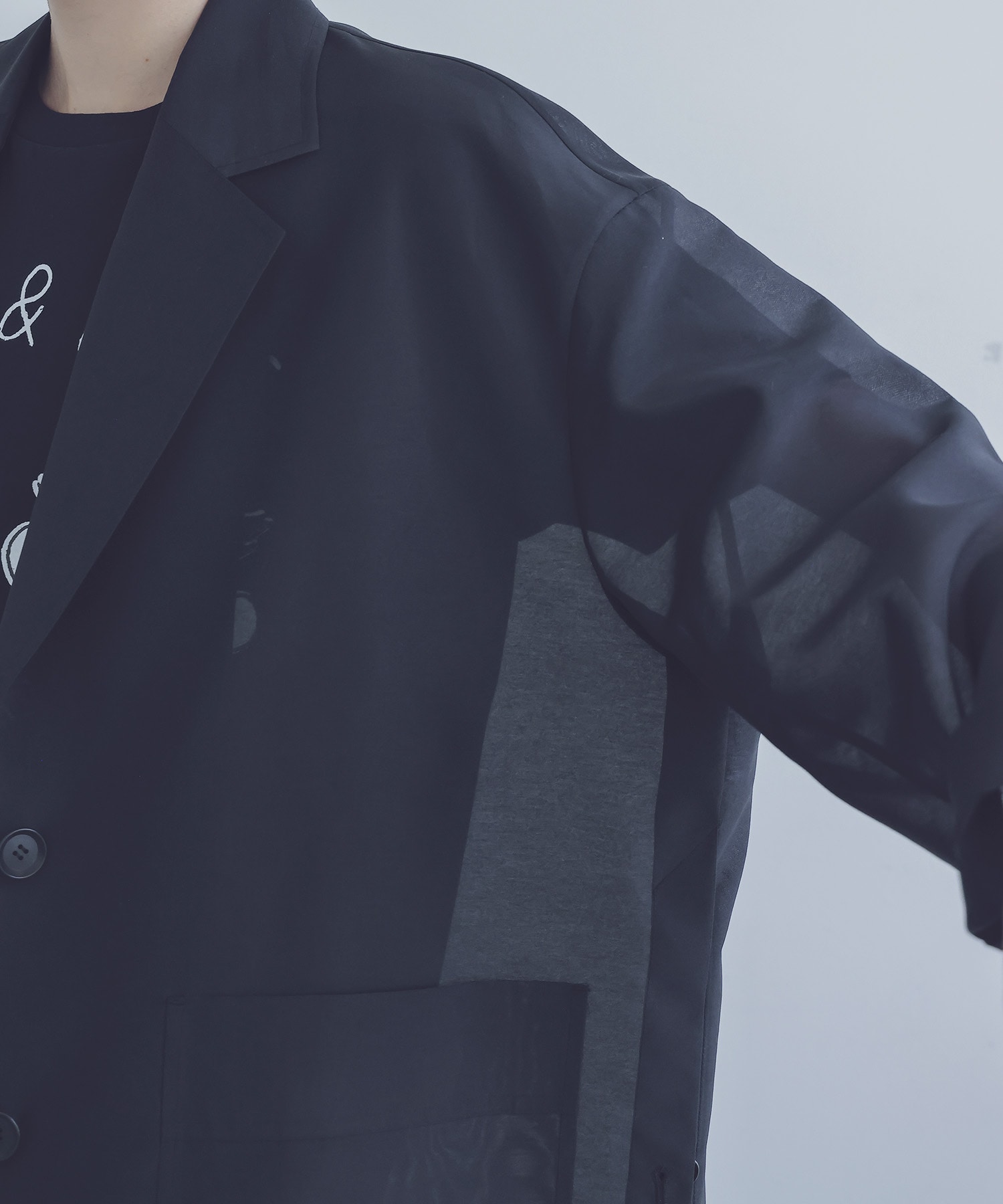sheer organdy boyfriend big jacket