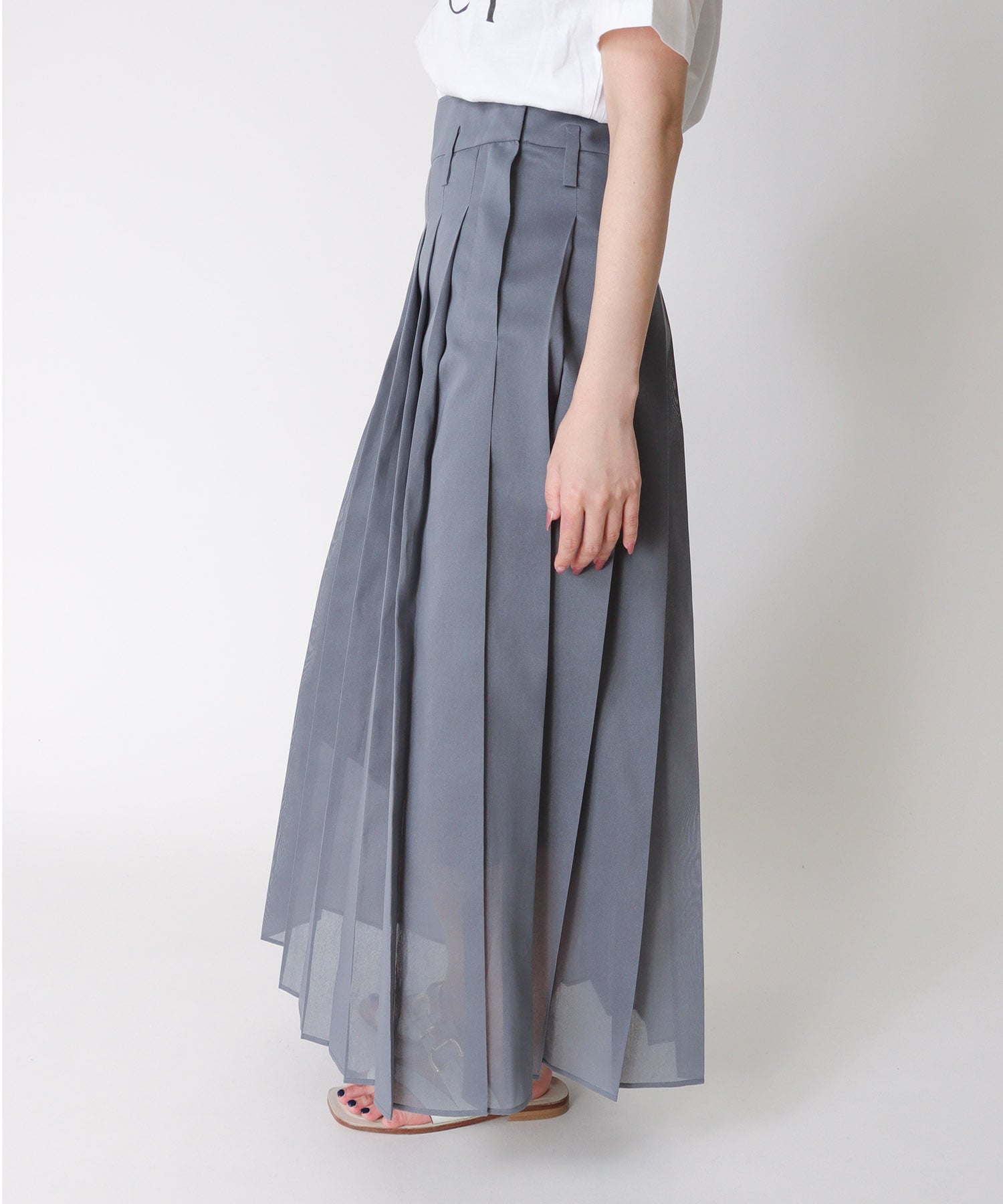 sheer organdy school pleated skirt