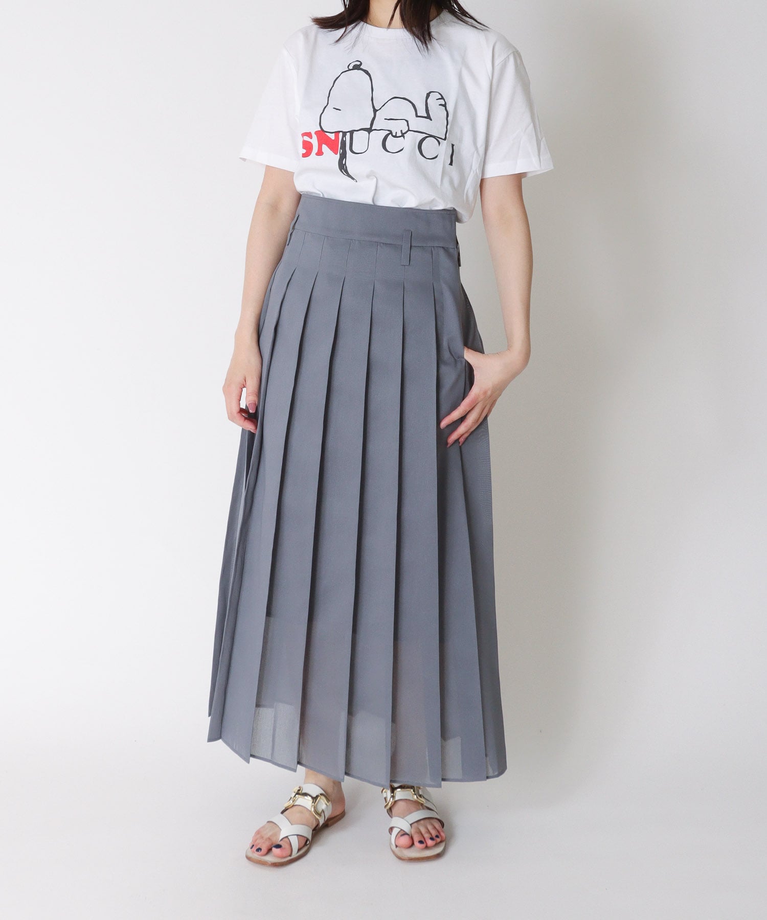 sheer organdy school pleated skirt