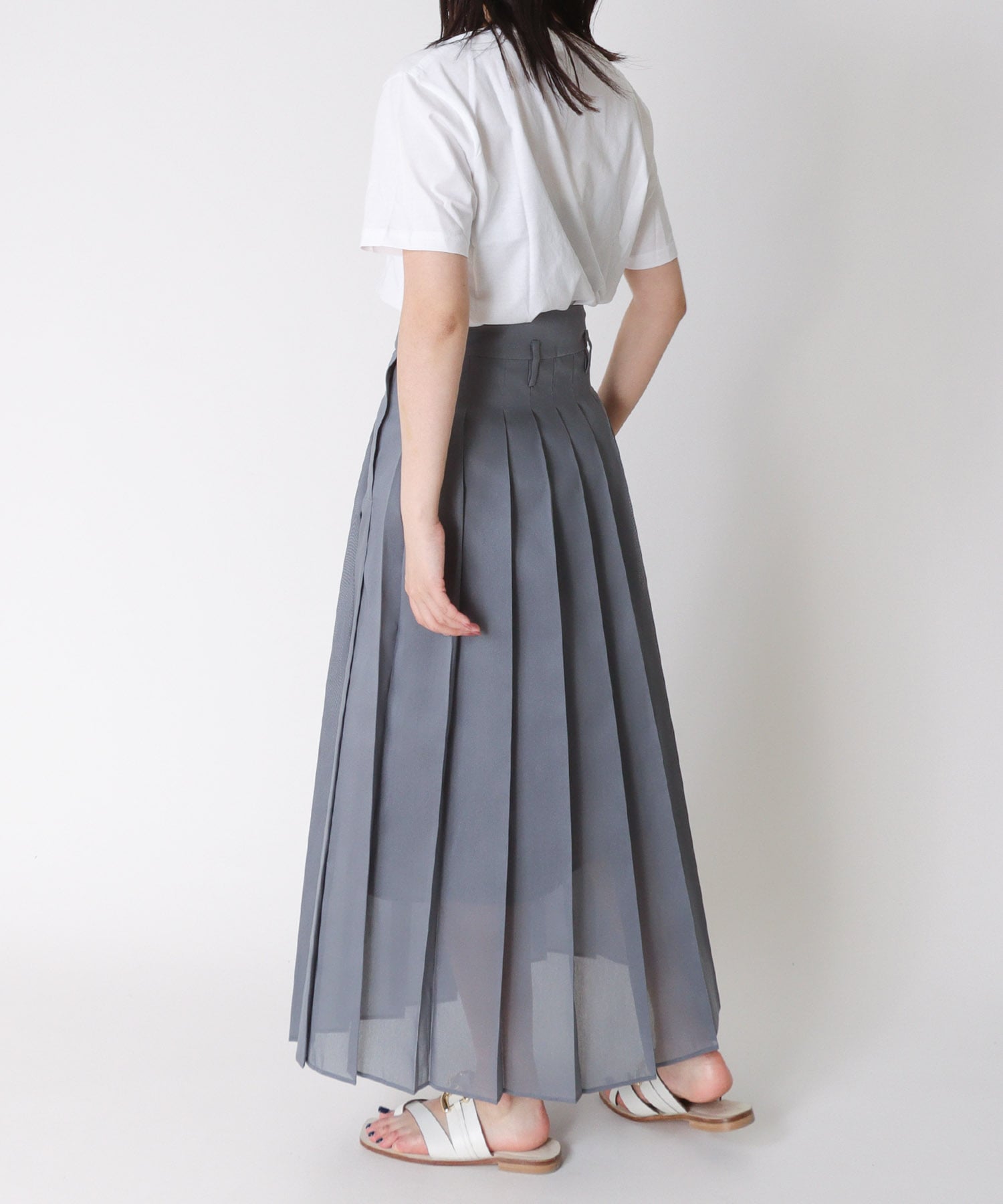 sheer organdy school pleated skirt