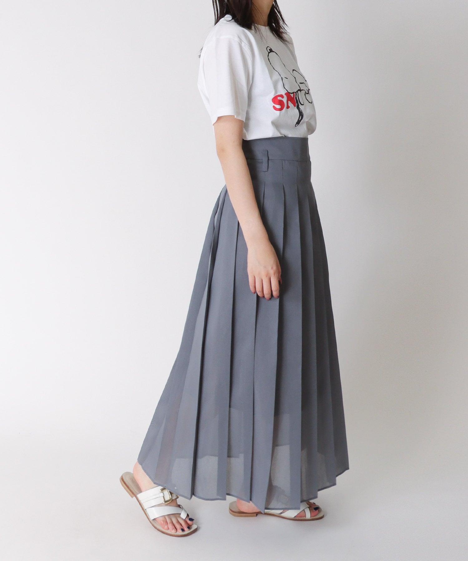 sheer organdy school pleated skirt