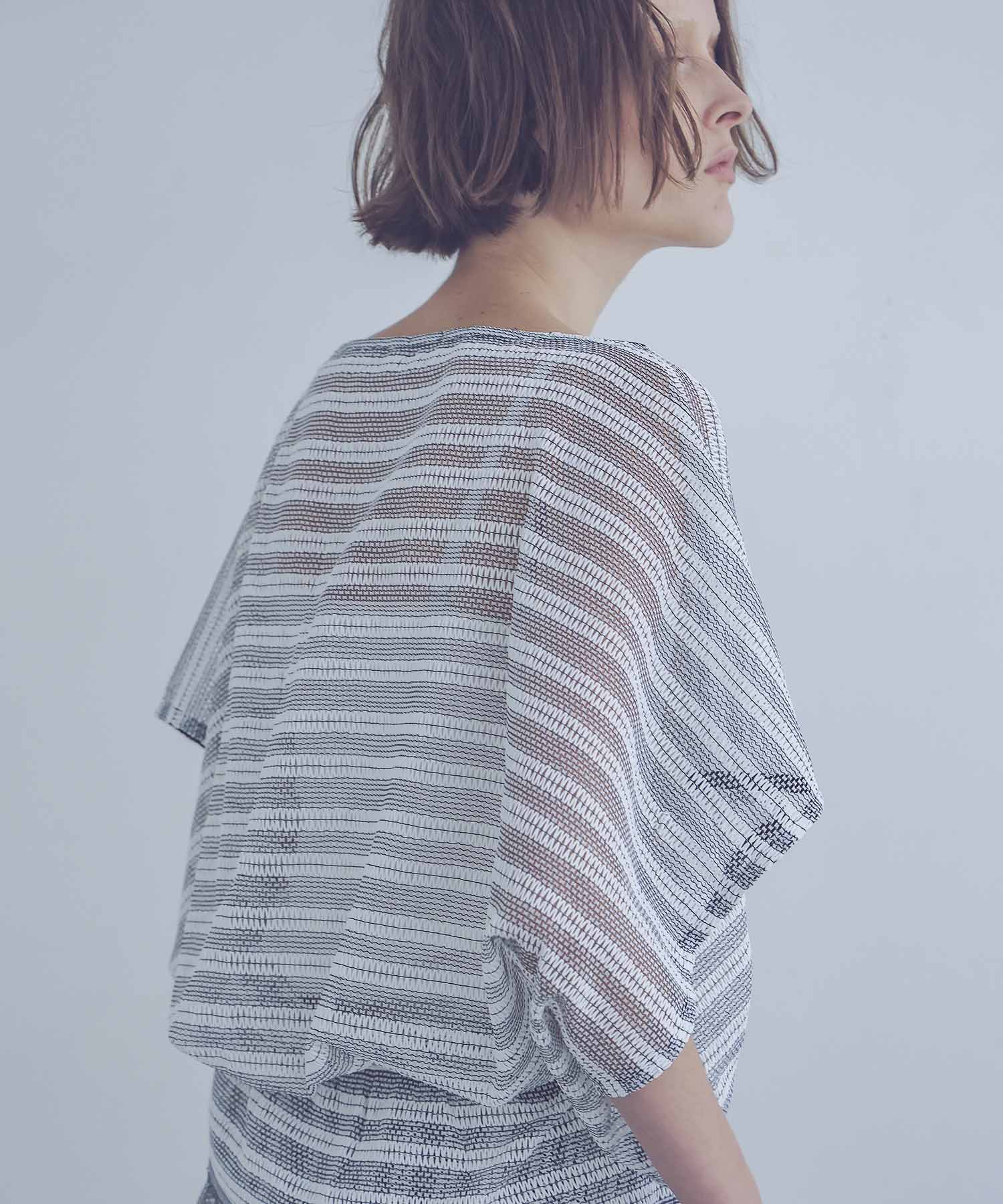 sheer mesh border butterfly blouse