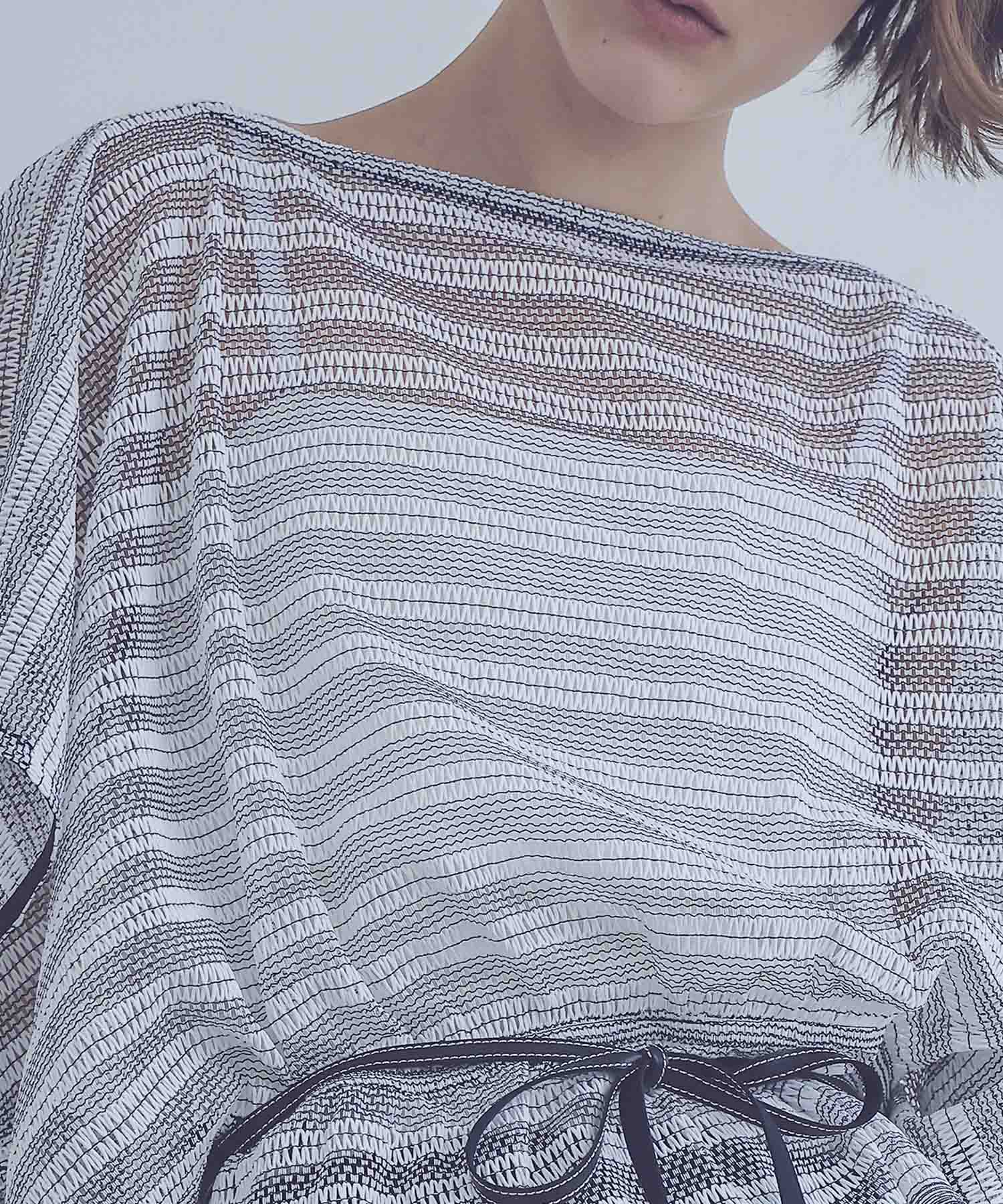 sheer mesh border butterfly blouse