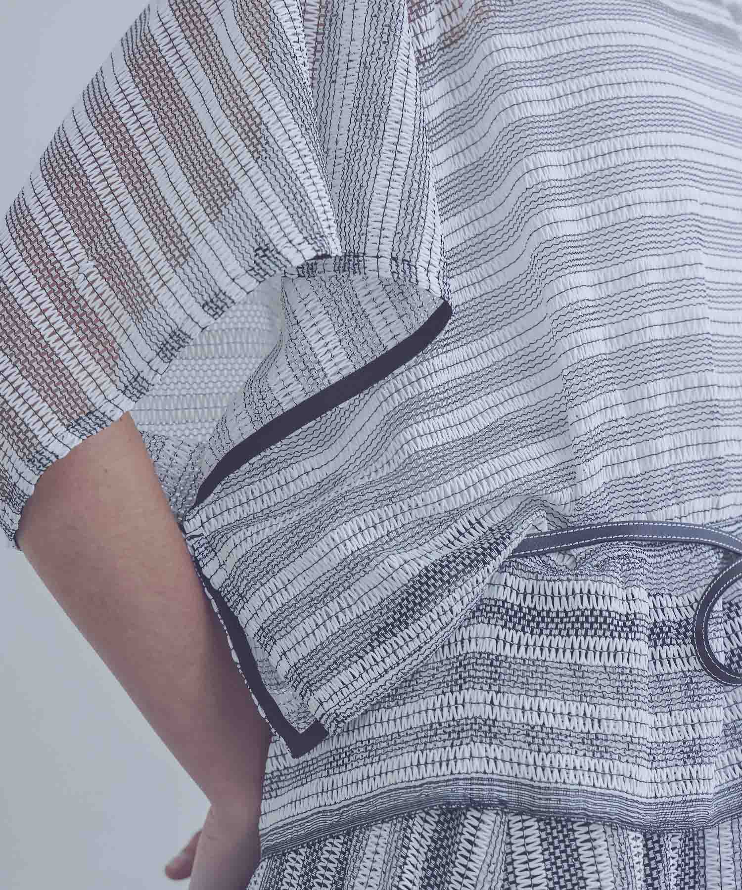 sheer mesh border butterfly blouse