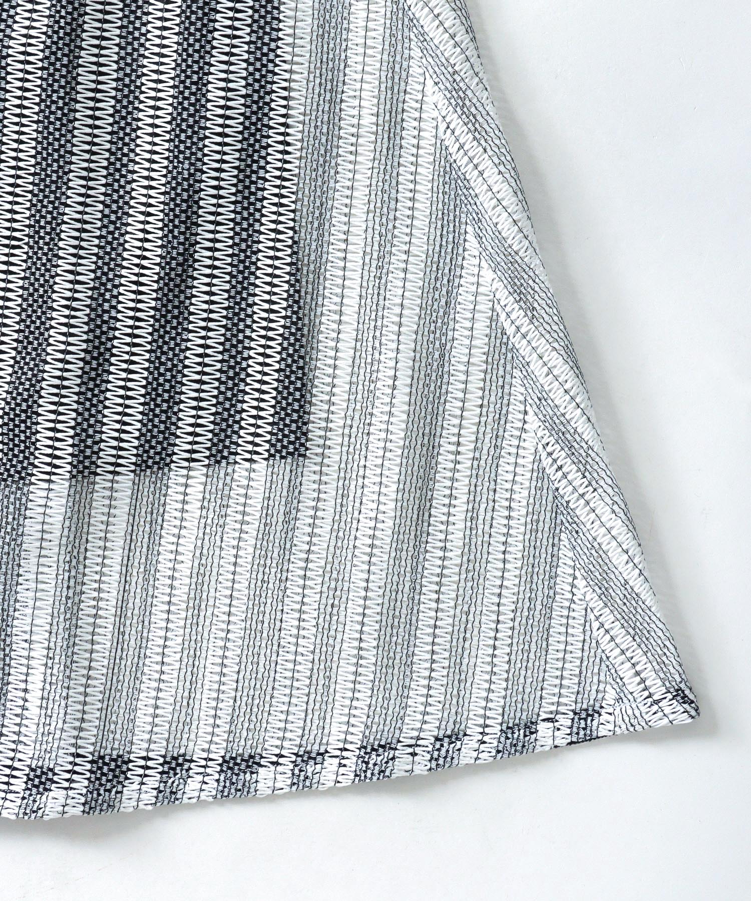sheer mesh border flare skirt