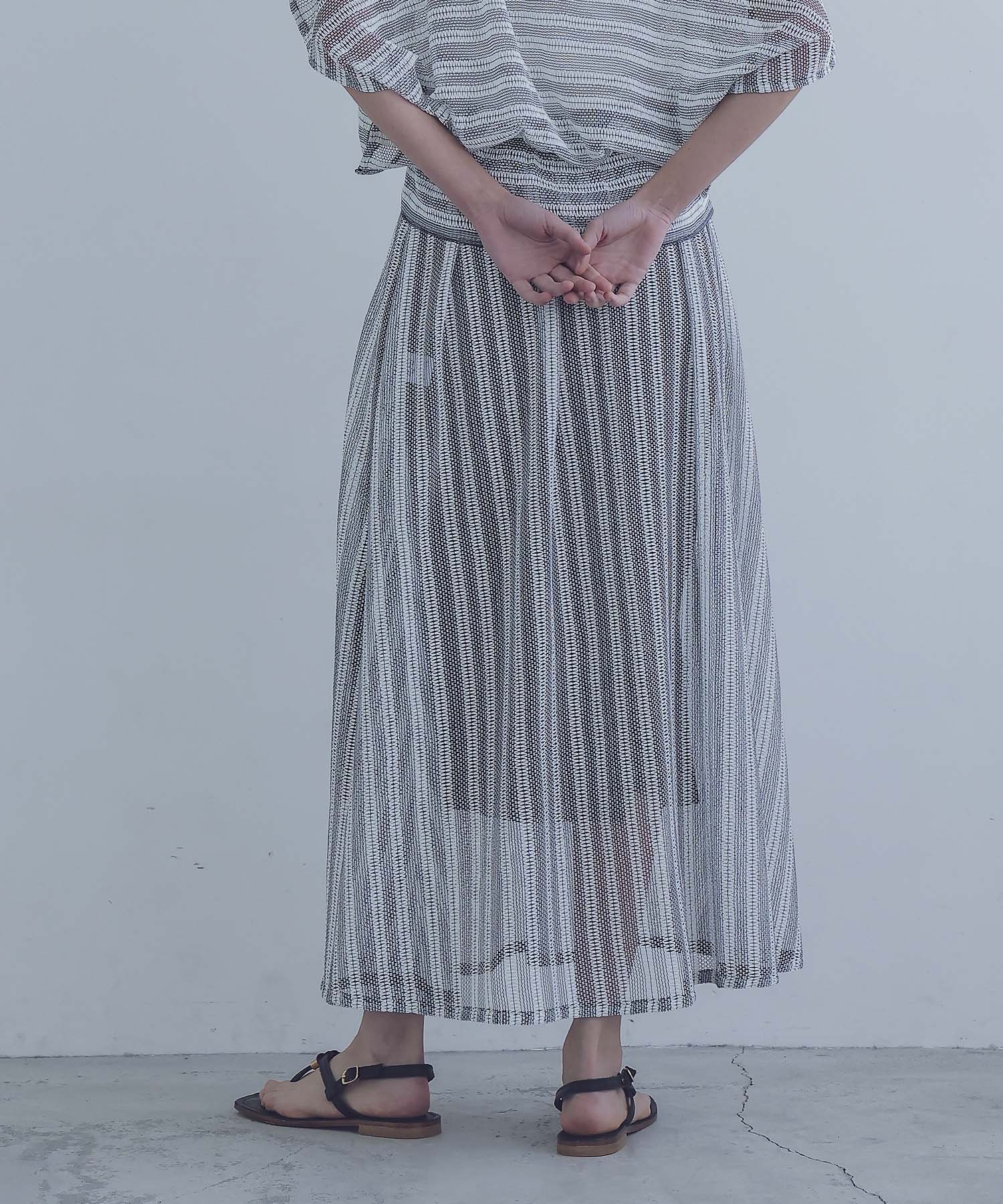 sheer mesh border flare skirt