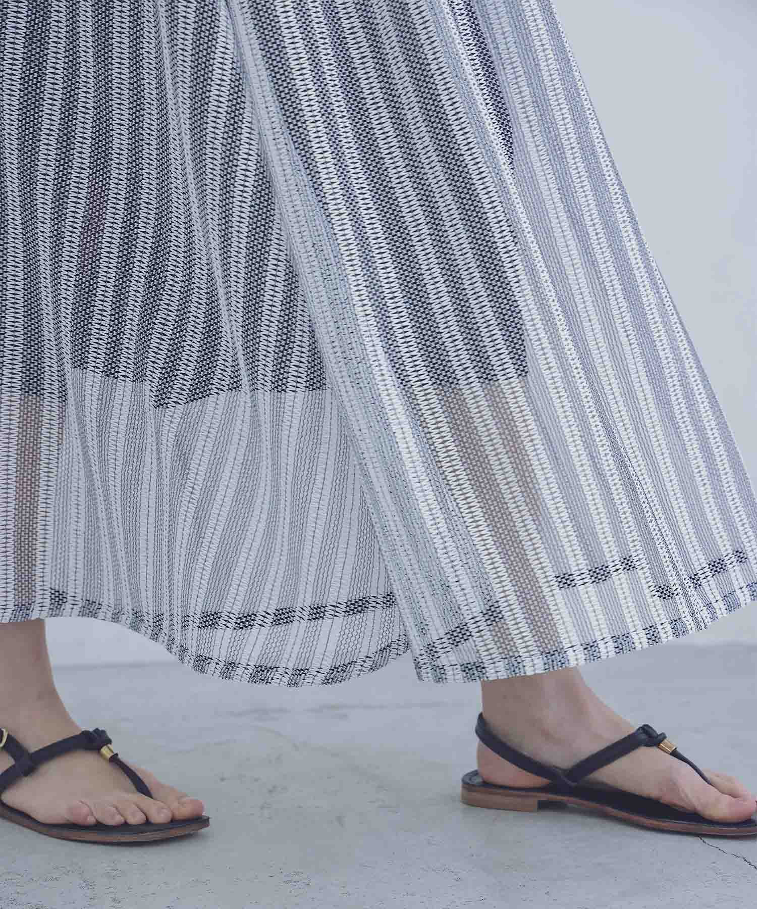 sheer mesh border flare skirt
