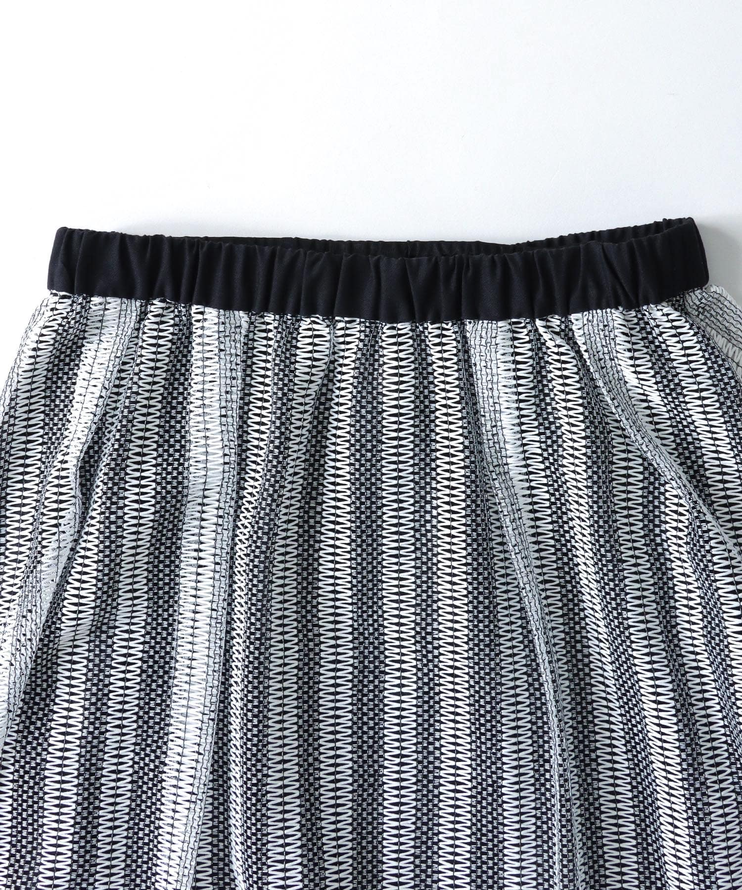 sheer mesh border flare skirt