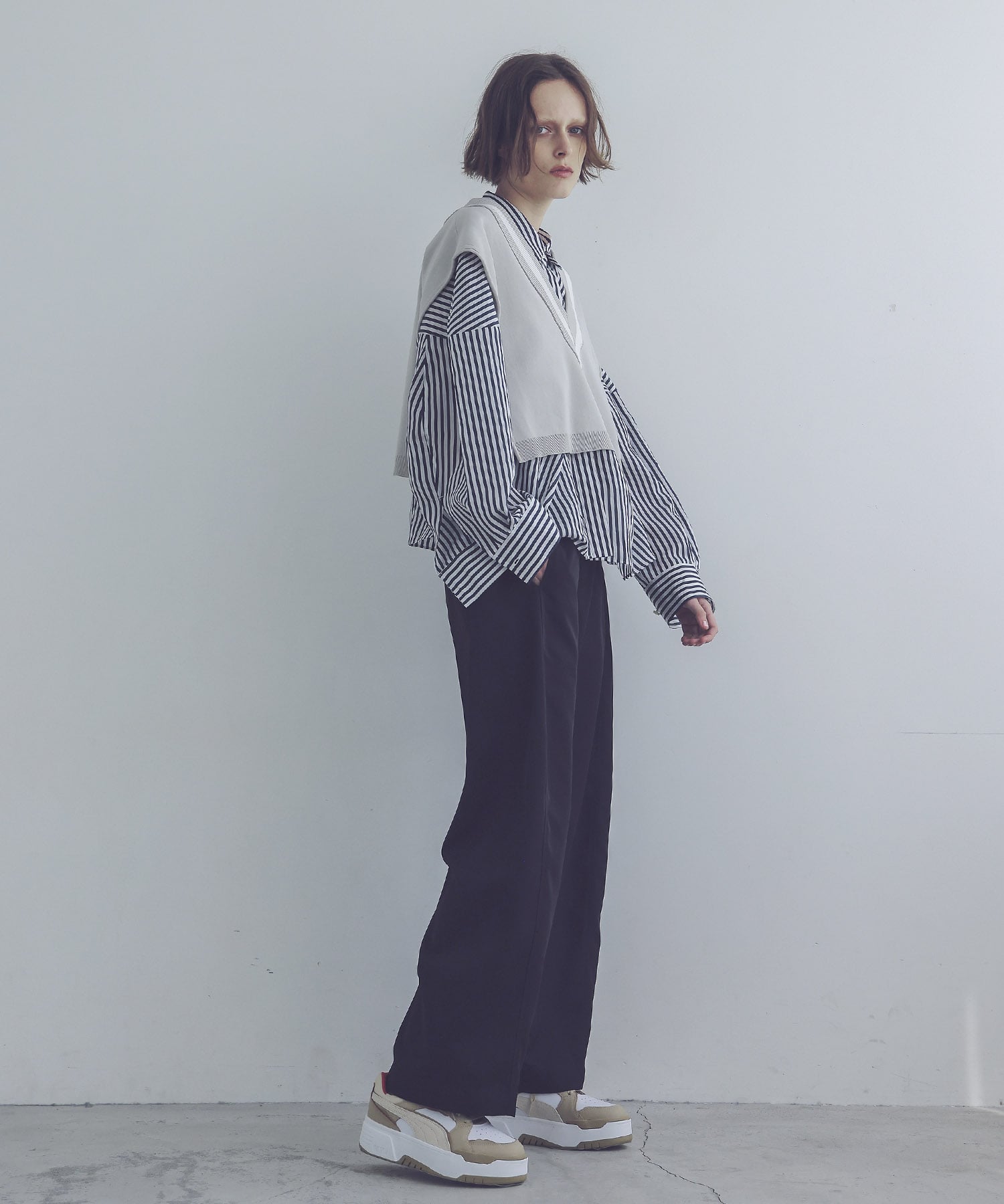twill barrel pants
