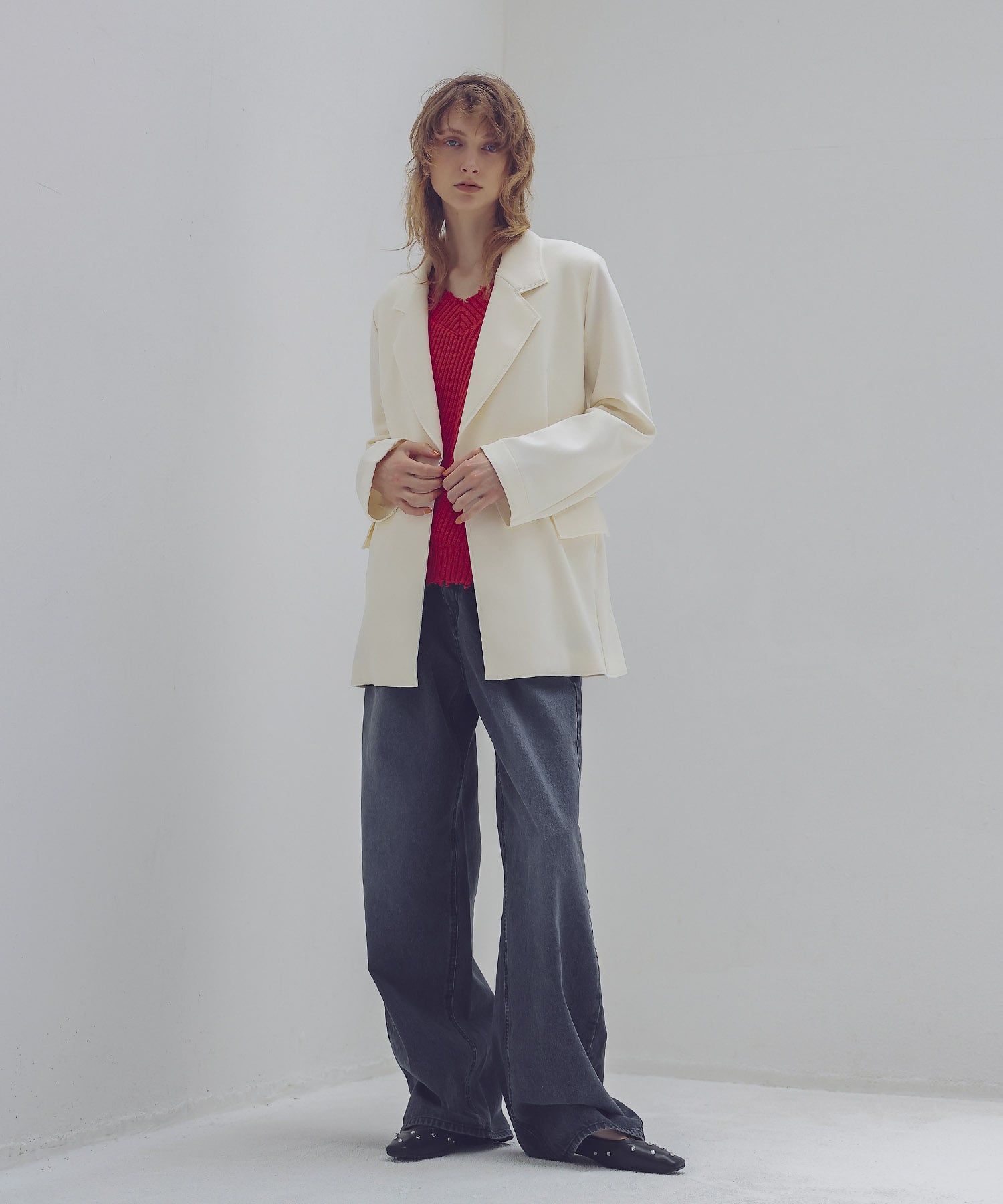 high gauge knit bonding tailored jacket