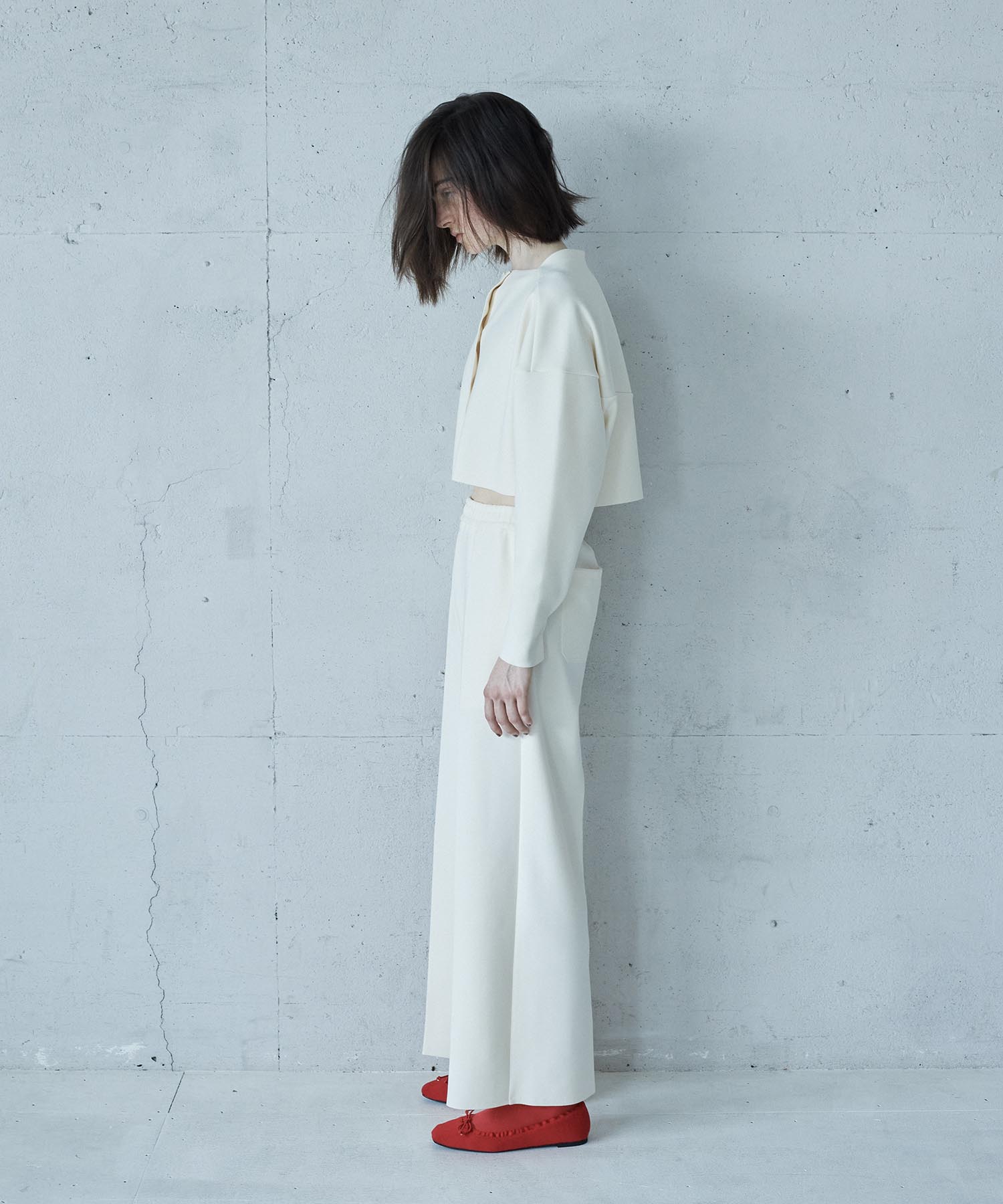 high gauge knit bonding midrif jacket