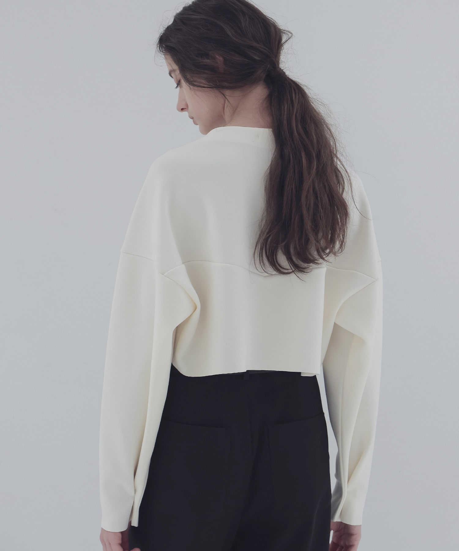 high gauge knit bonding midrif jacket