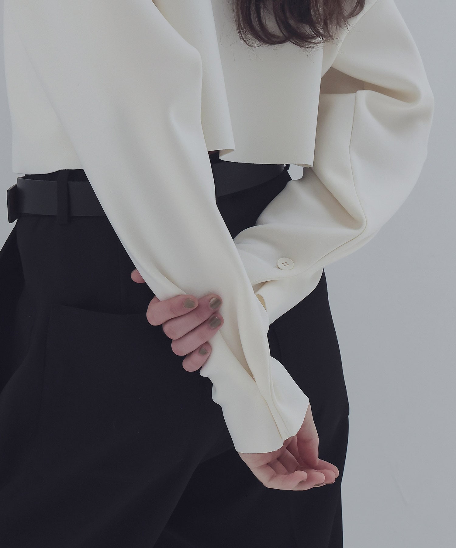 high gauge knit bonding midrif jacket