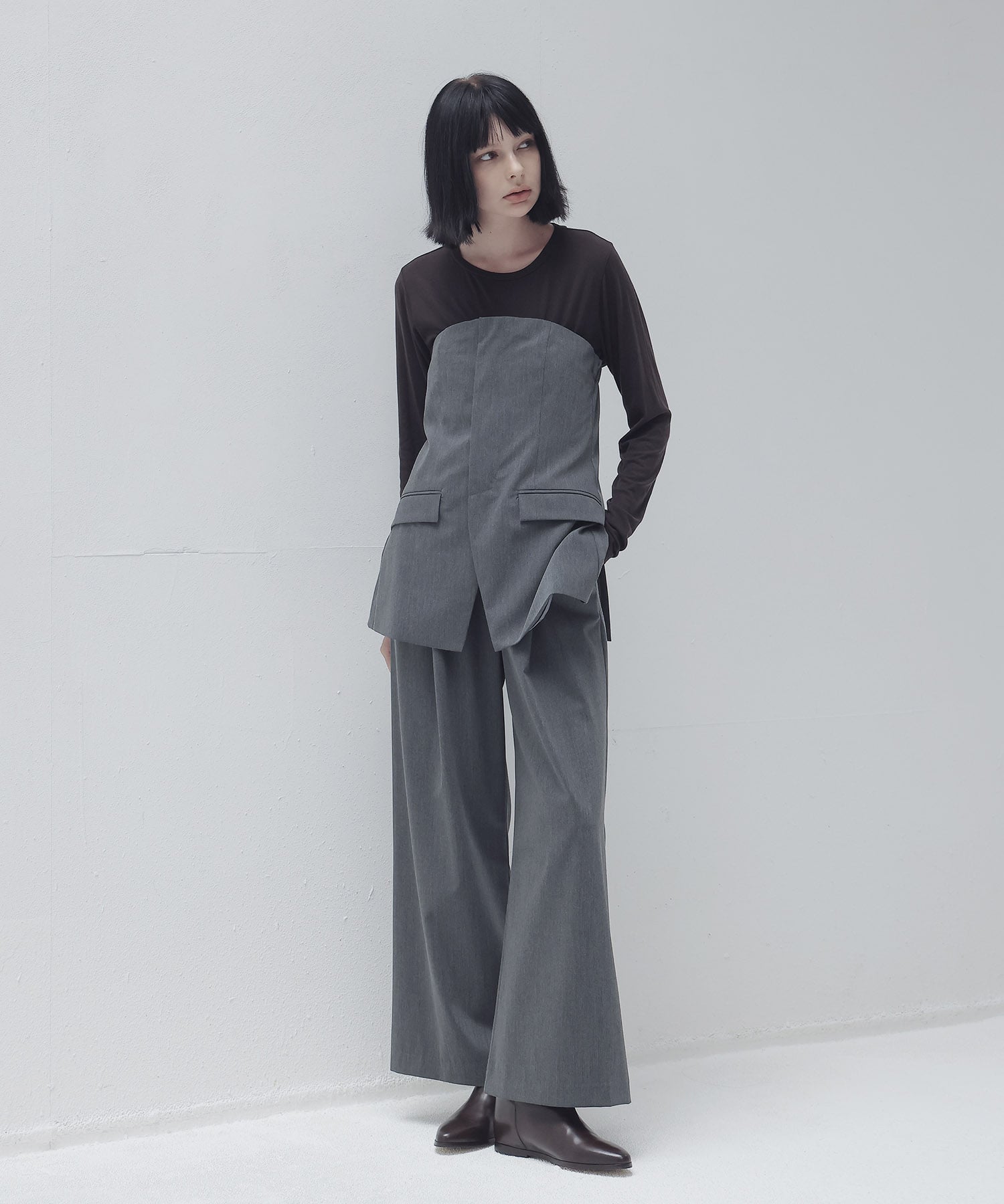 thick feel rib long sleeve tee