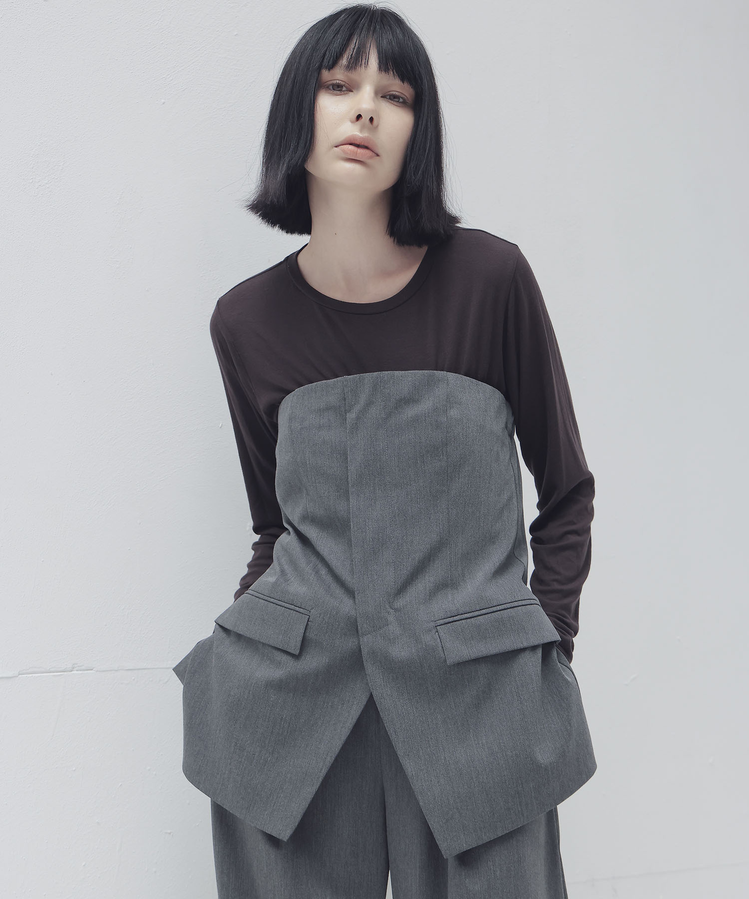 thick feel rib long sleeve tee