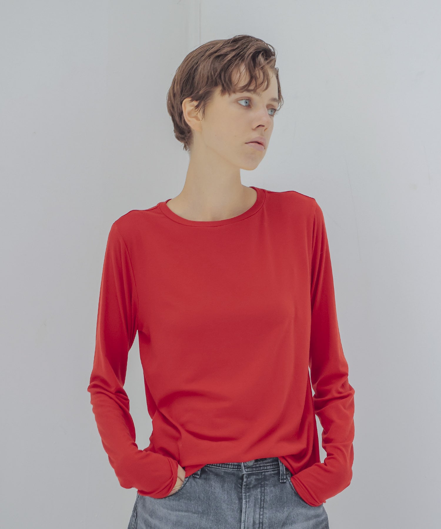thick feel rib long sleeve tee
